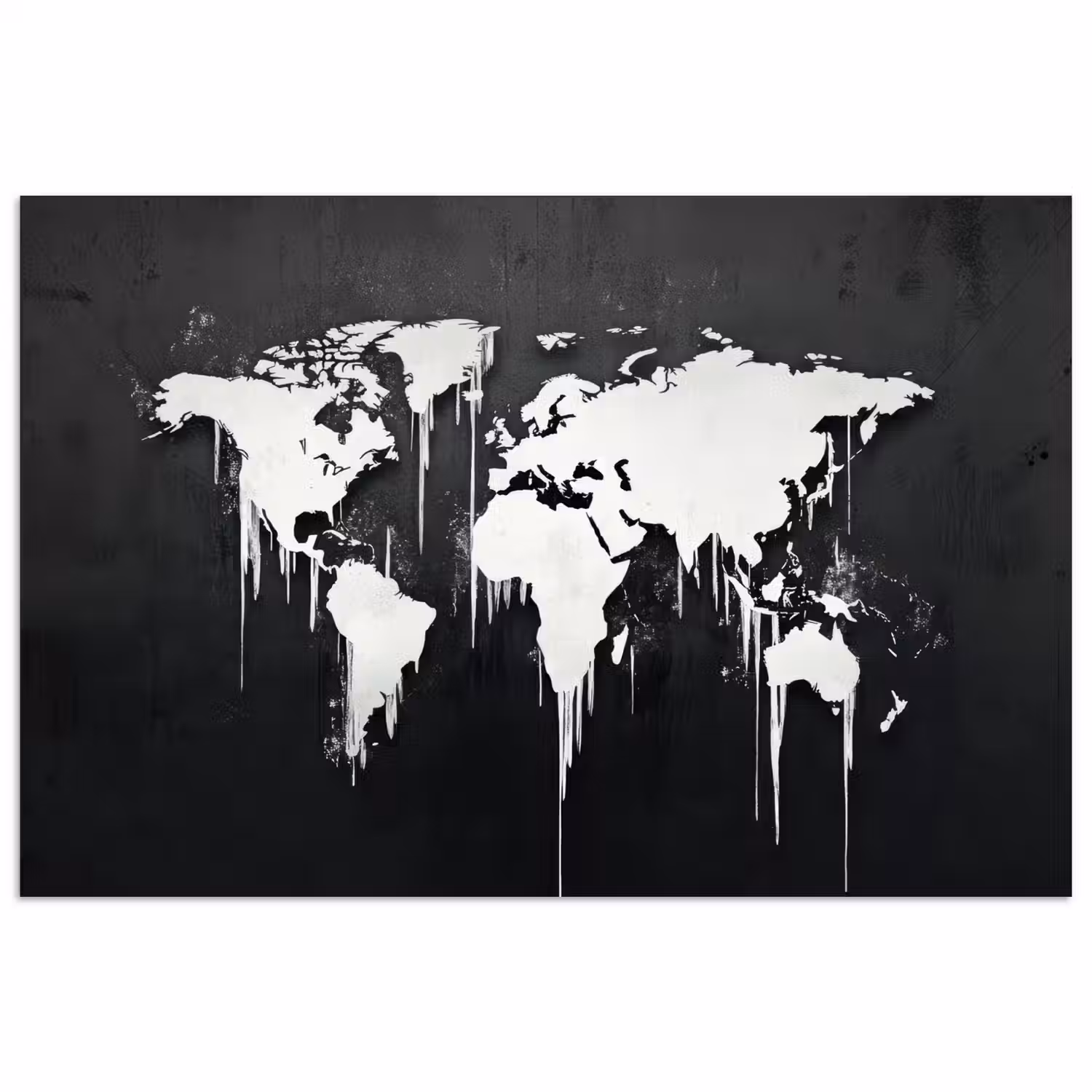 Wereldkaart - Inkt - Wit poster papier klein -3d
