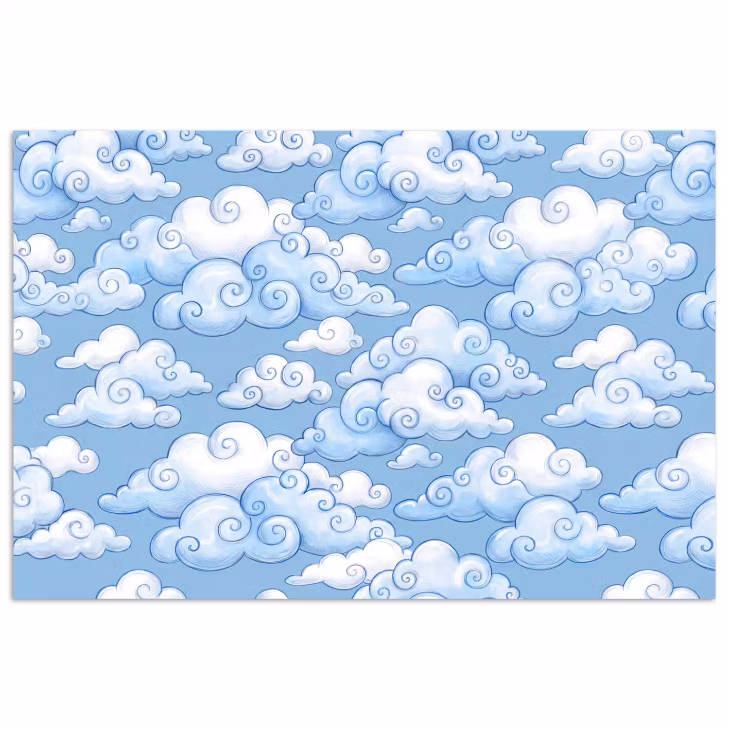 Wolken - Patroon - Hemel - Illustratie - Wit poster papier klein -3d