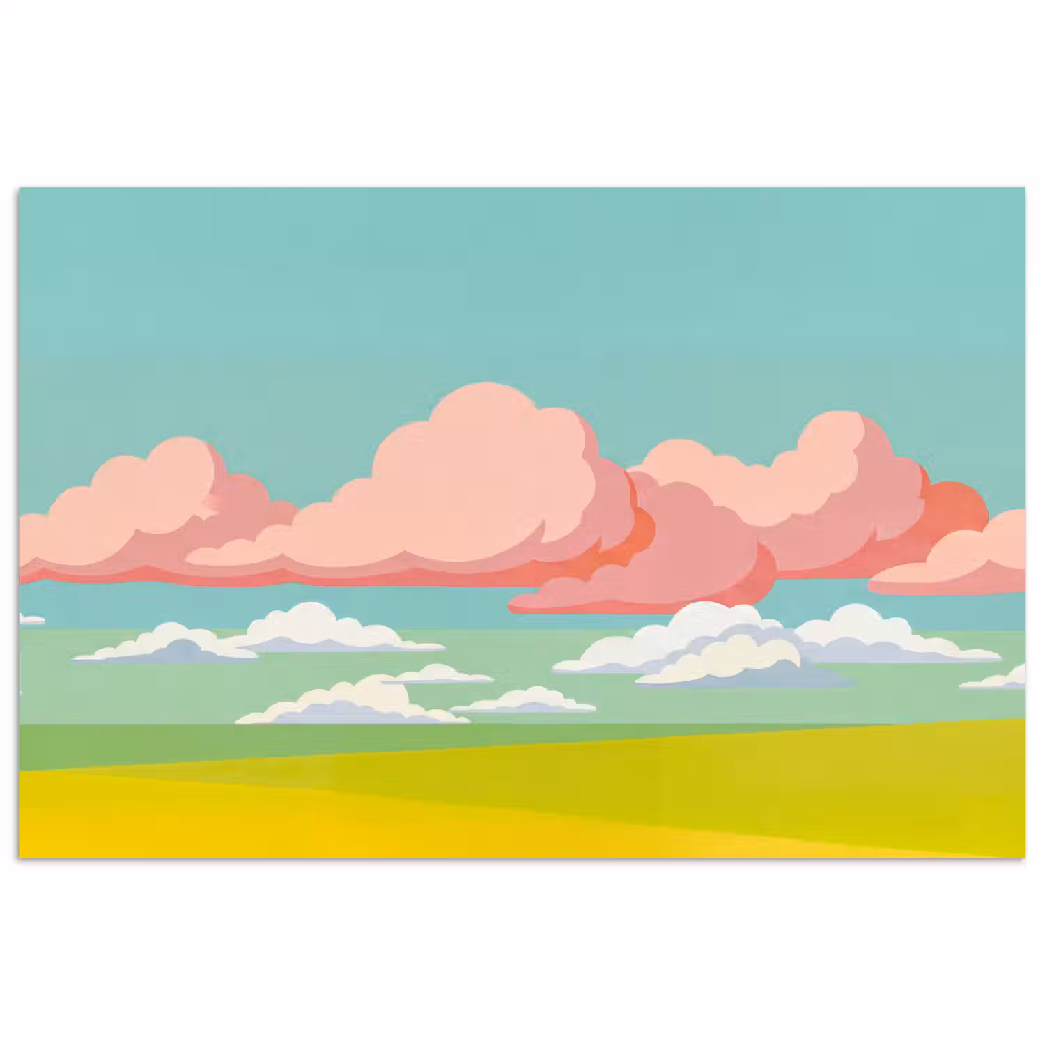 Wolken - Roze - Natuur - Modern - Pastel poster papier klein -3d