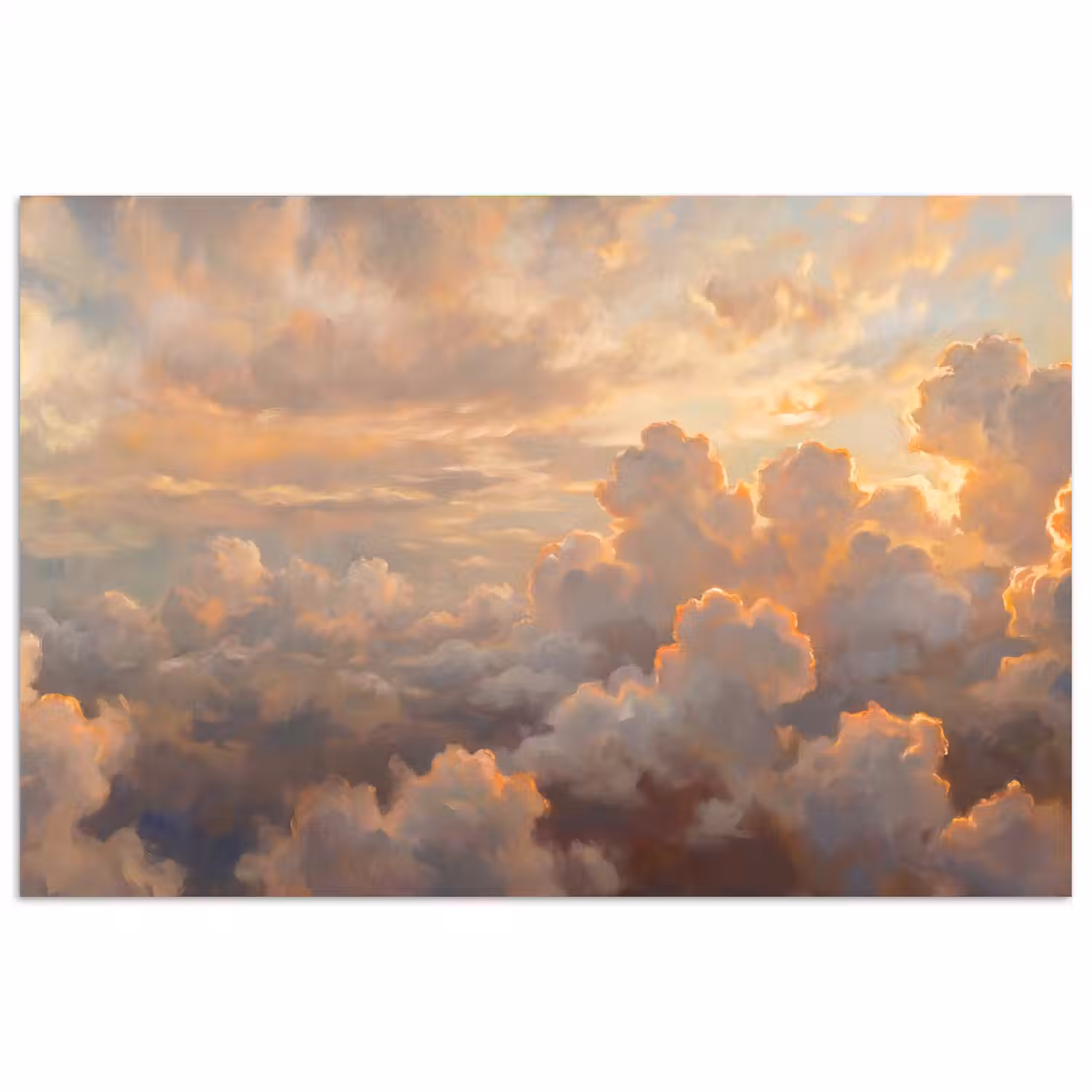 Wolken - Zonsondergang - Natuur - Abstract - Goud poster papier klein -3d