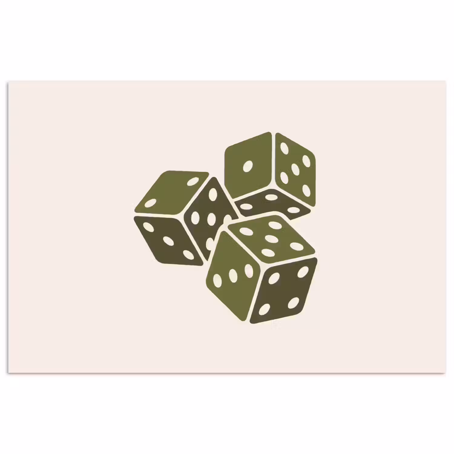 Dobbelsteen - Spel - Groen - Abstract poster papier klein -3d