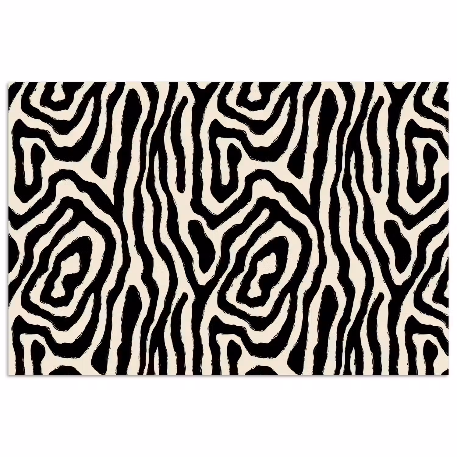 Zebra - Zwart - Abstract poster papier klein 62 -3d