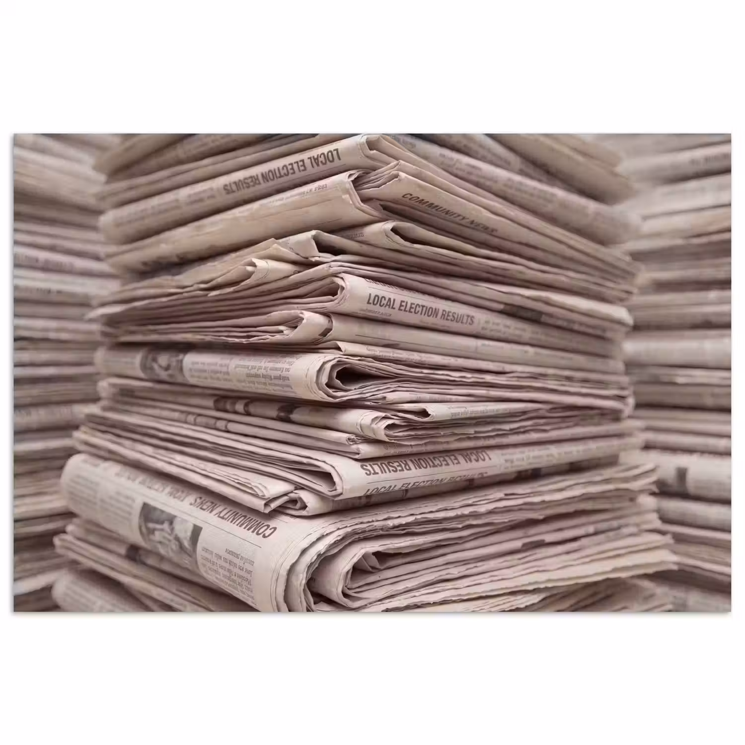 Kranten - Stapel - Nieuws - Vintage - Beige poster papier klein -3d