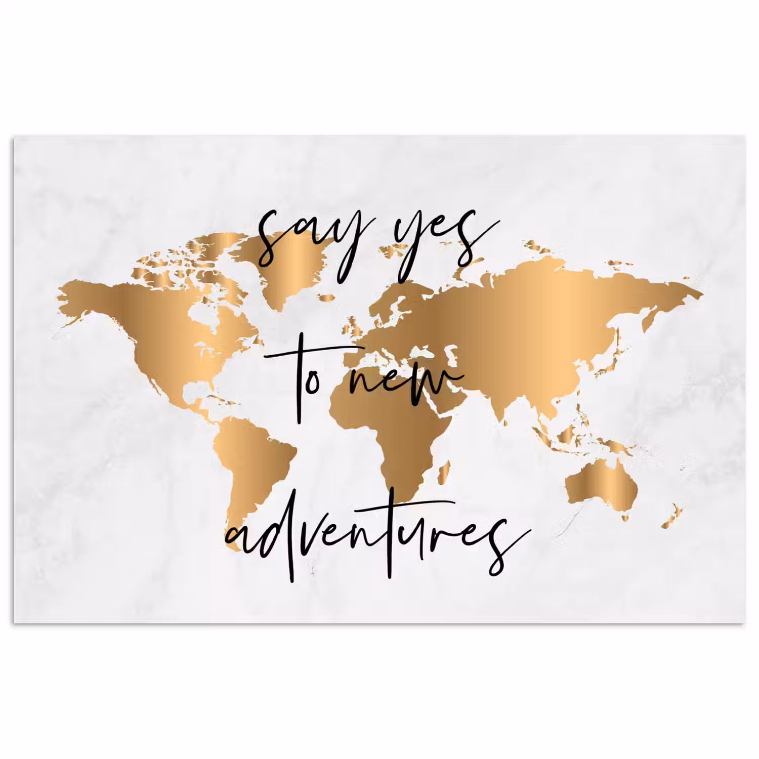 Quote - Goud - Glanzend - Wereldkaart poster papier klein -3d