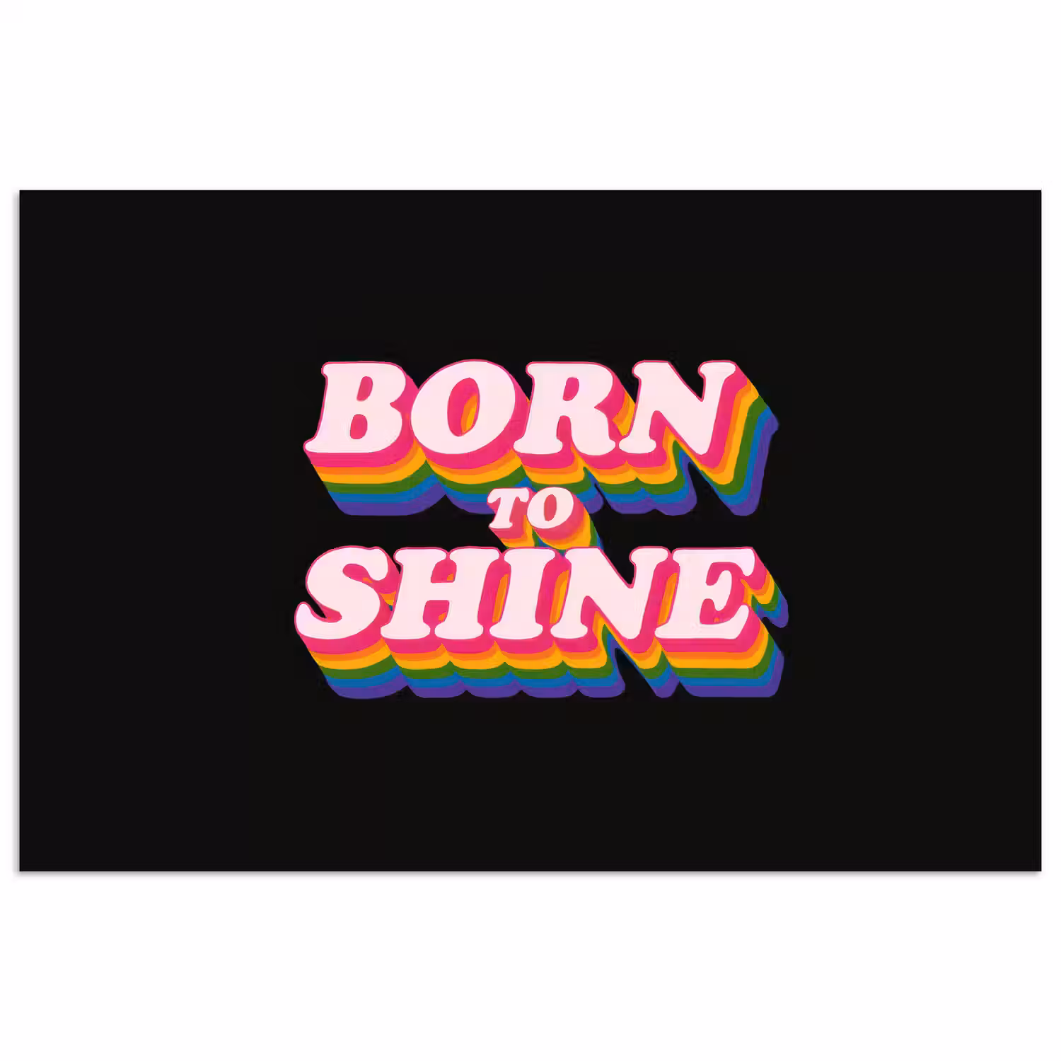Quote - Regenboog - Roze - Zwart poster papier klein -3d