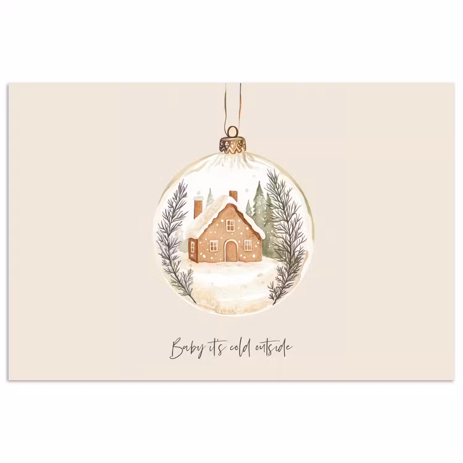 Quote - Winter - Kerst - Beige - Kerstbal poster papier klein -3d