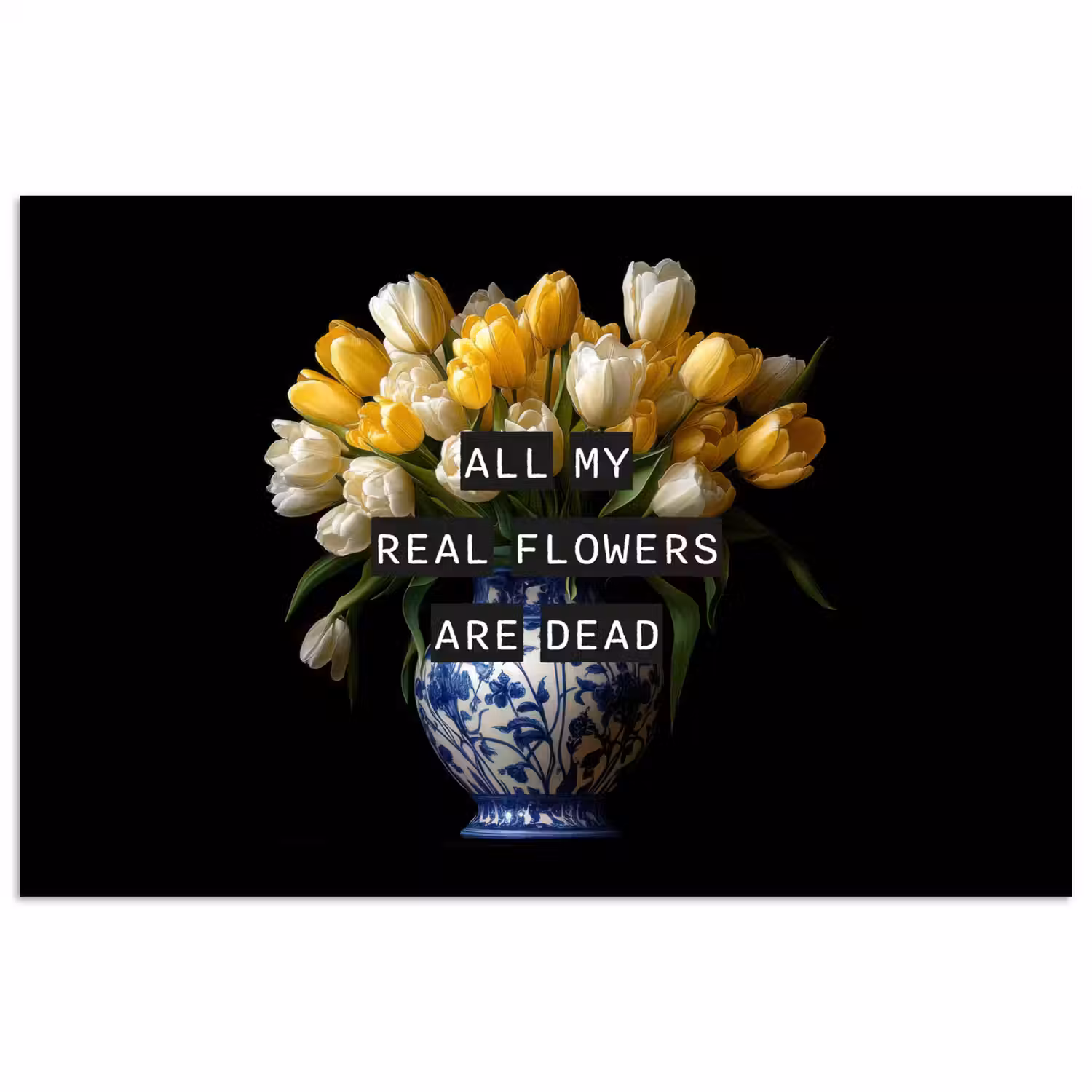 Quotes - Bloem - Tulp - Geel poster papier klein -3d