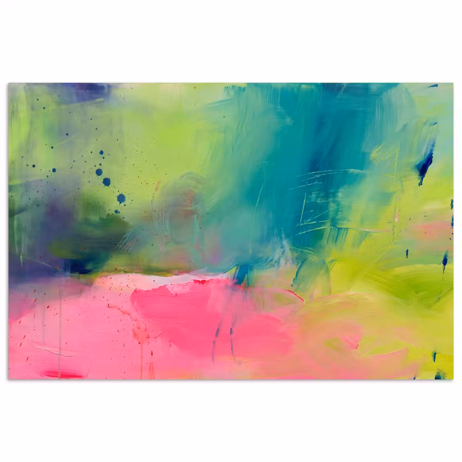 Abstract - Kleuren - Modern - Groen - Roze poster papier klein -3d