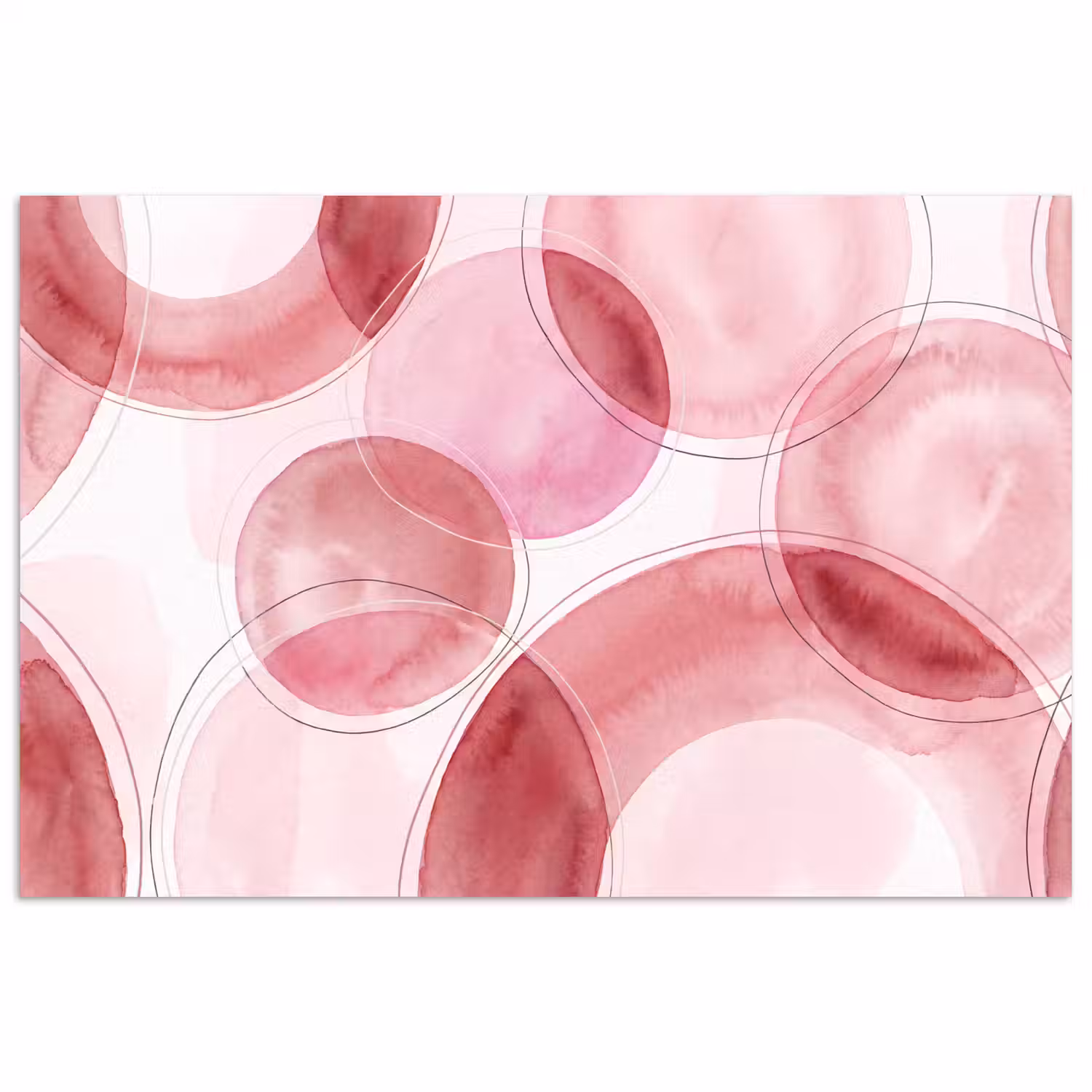 Abstract - Cirkels - Modern - Roze - Kunst poster papier klein -3d