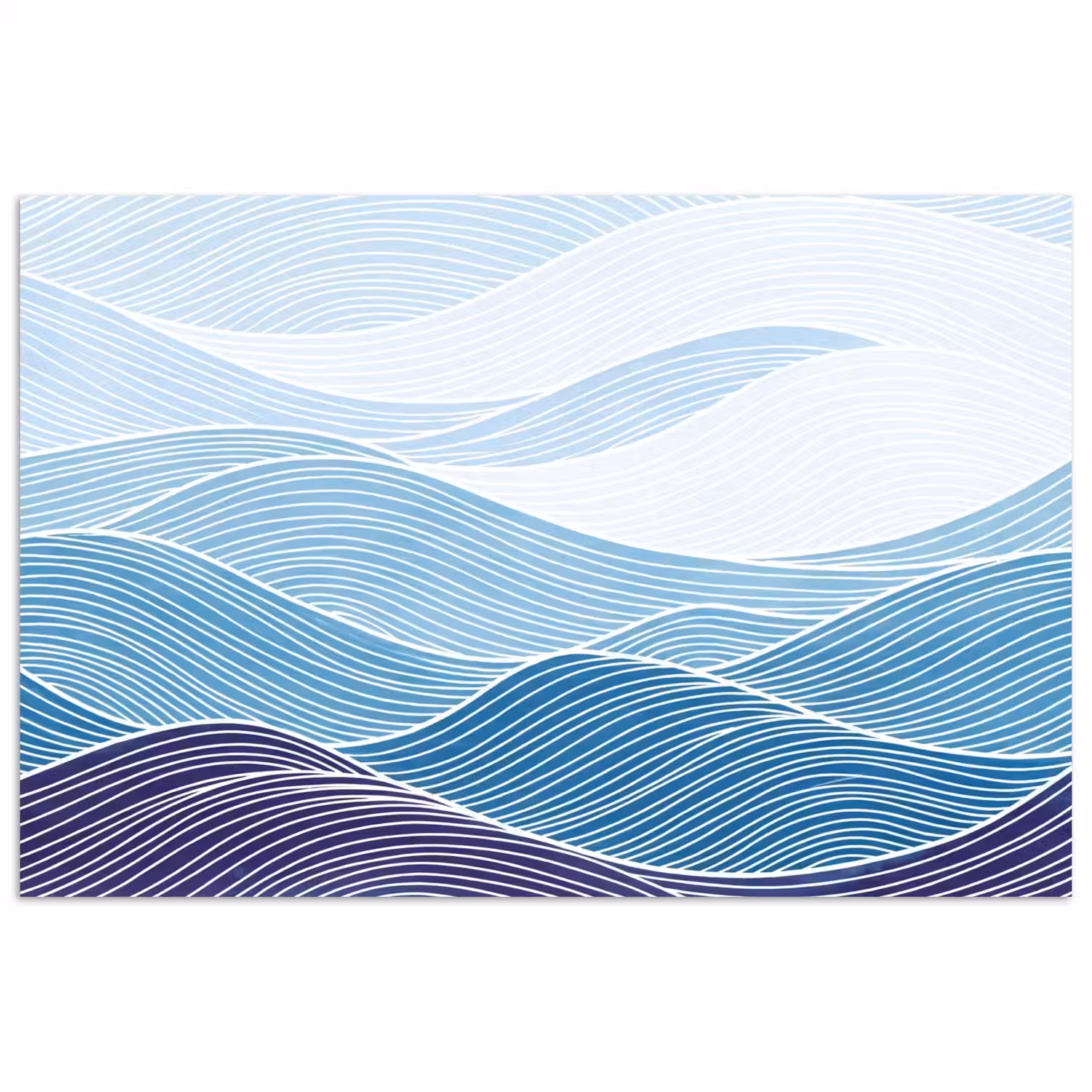 Abstract - Golven - Patroon - Blauw - Modern poster papier klein -3d