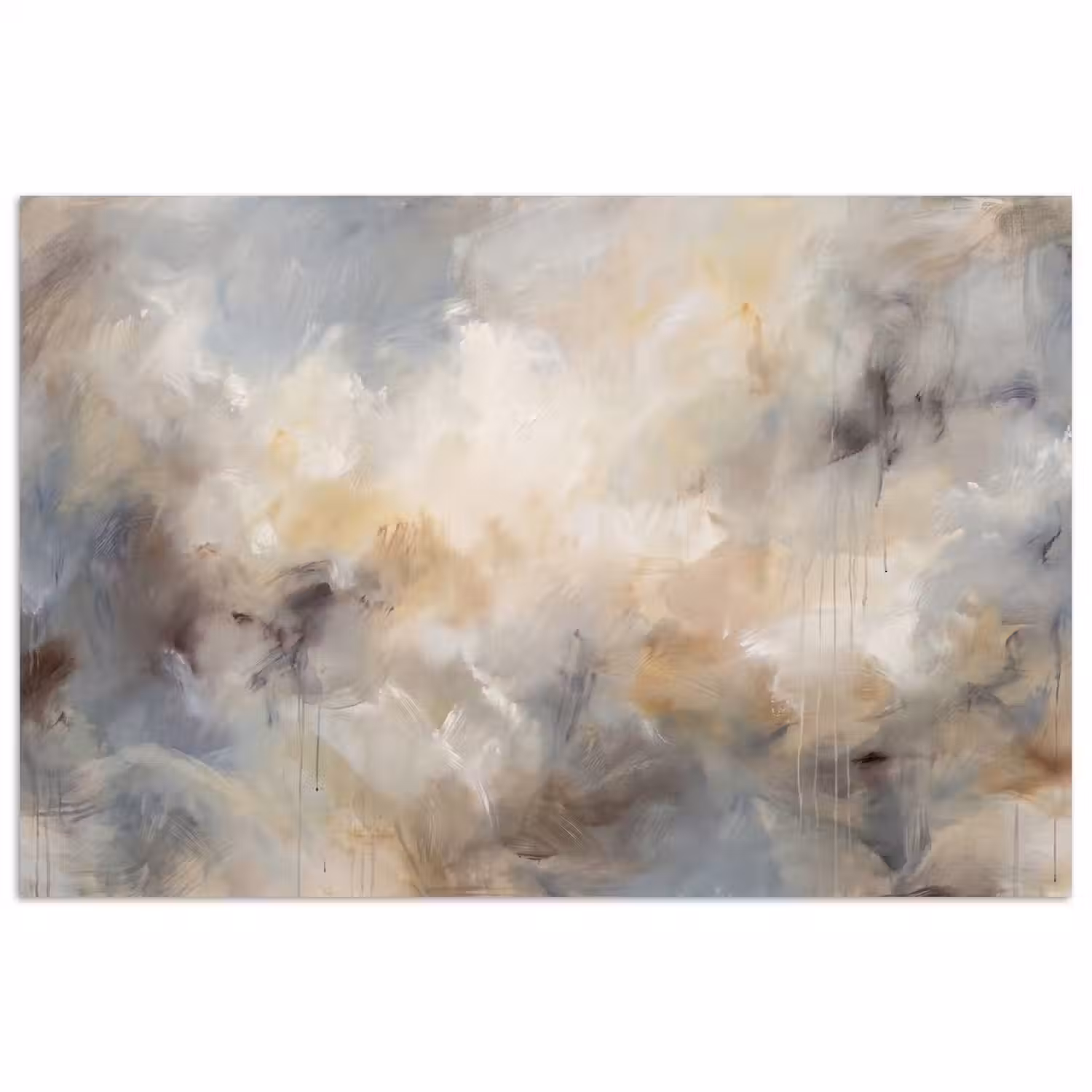 Abstract - Wolken - Sfeervol - Beige - Grijs poster papier klein -3d