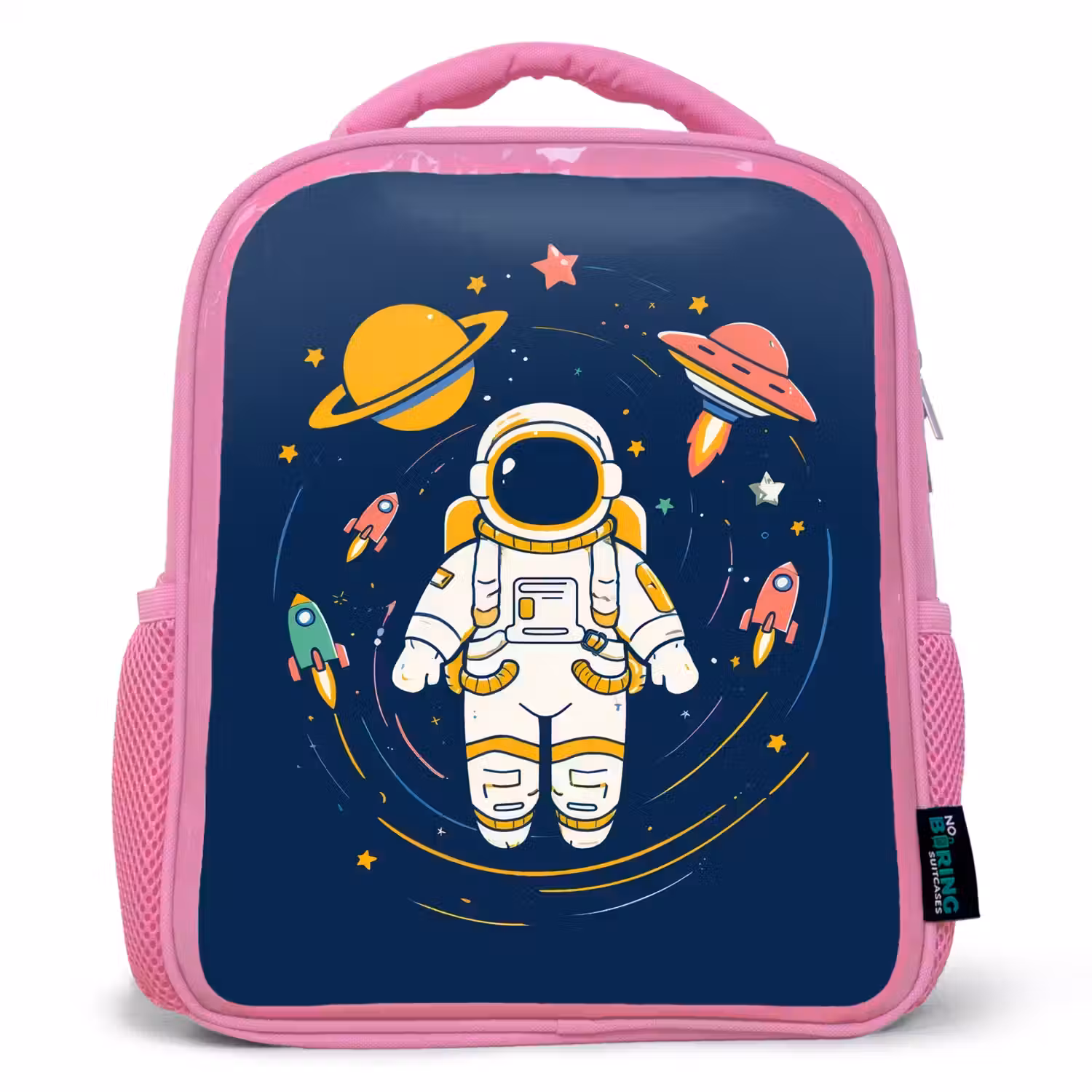 Astronaut - Planeten - Raket Kinderrugzak - Roze middel -3d