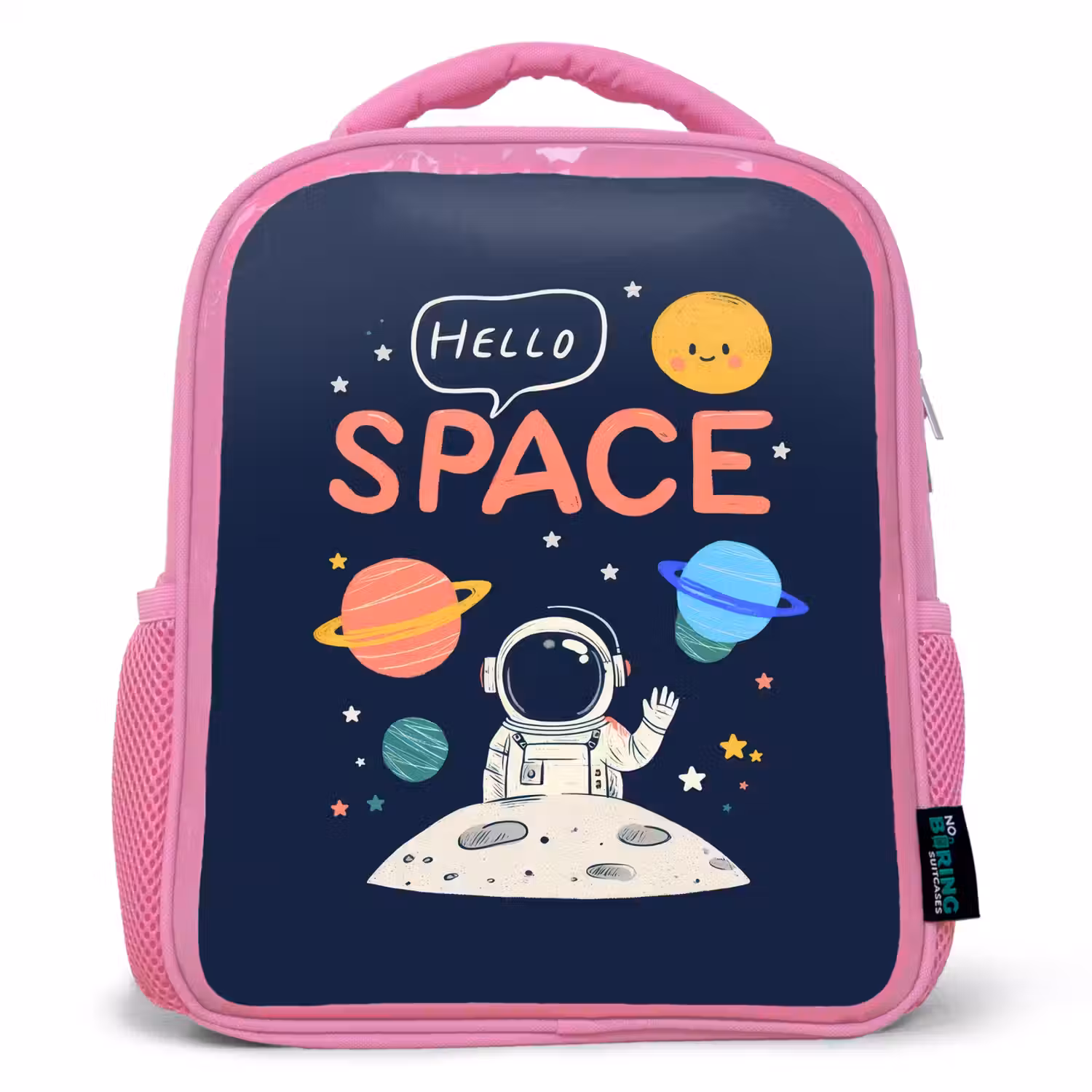 Astronaut - Ruimte - Planeten Kinderrugzak - Roze middel -3d