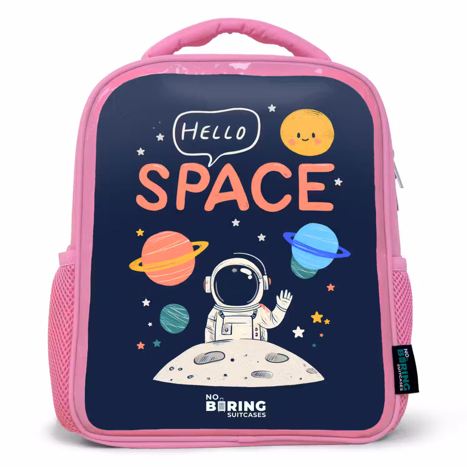 Astronaut - Quote - Planeten - Sterren Kinderrugzak - Roze middel -3d