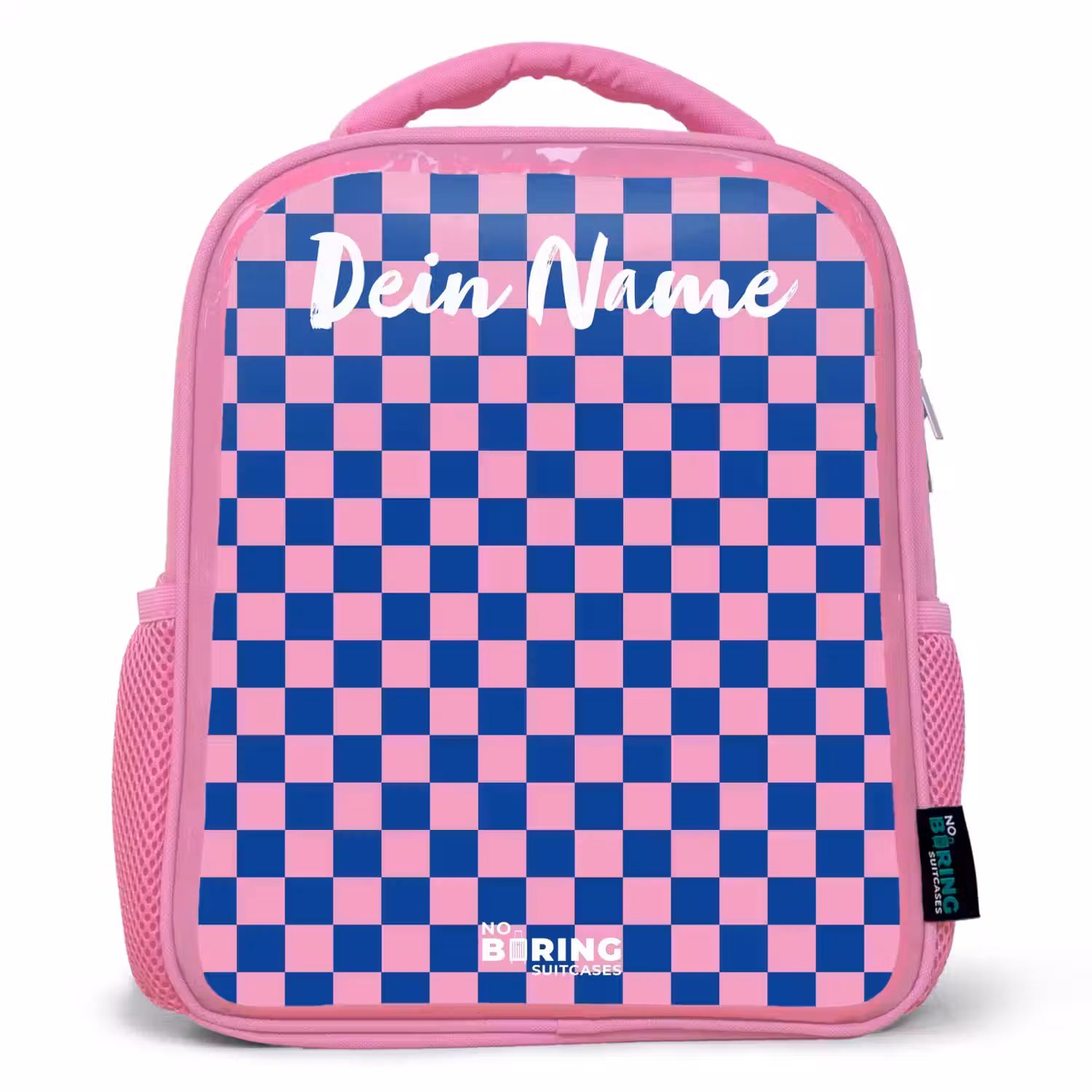 Blokjes - Blauw - Roze Kinderrugzak - Roze middel -3d
