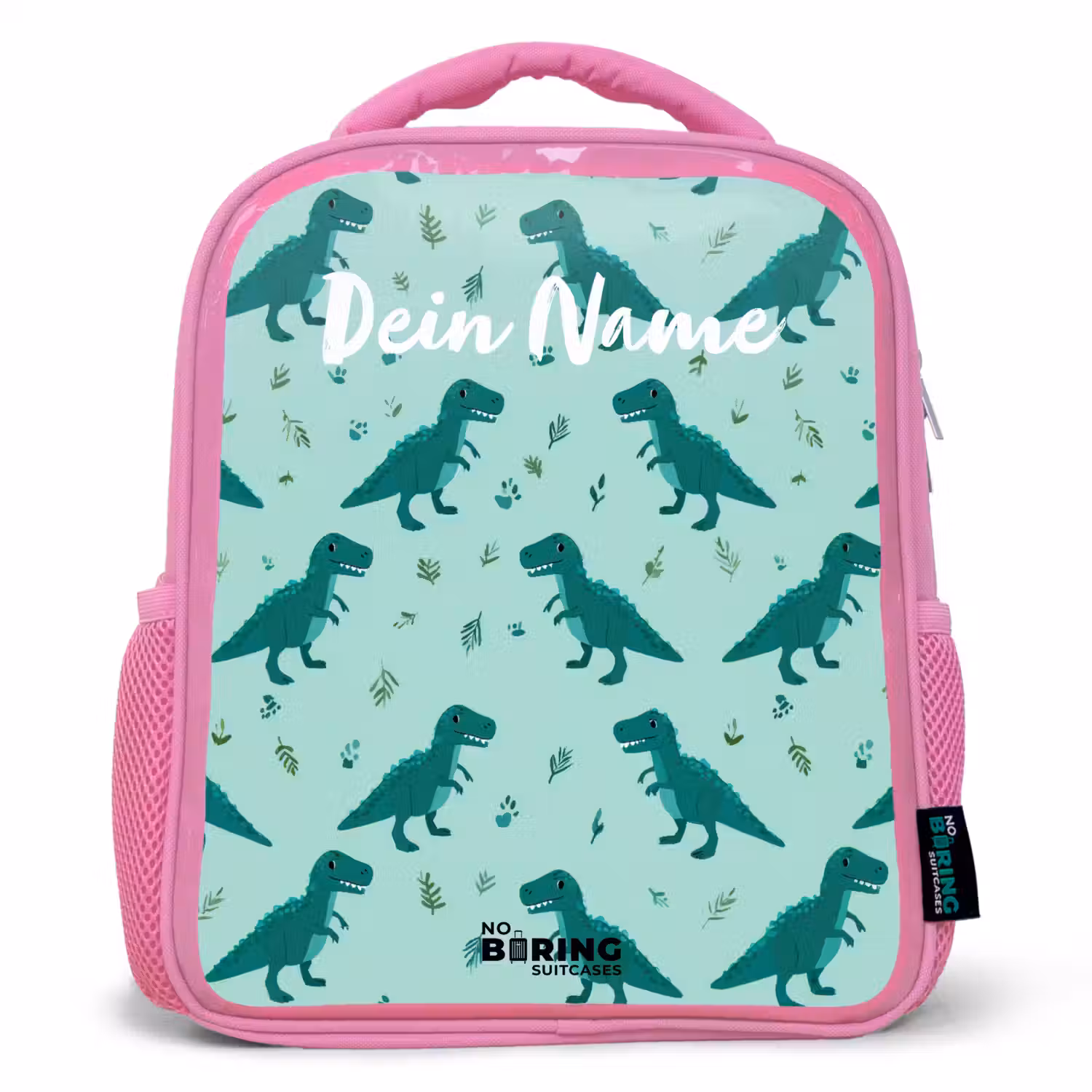 Dinos - Patroon - Groen Kinderrugzak - Roze middel -3d