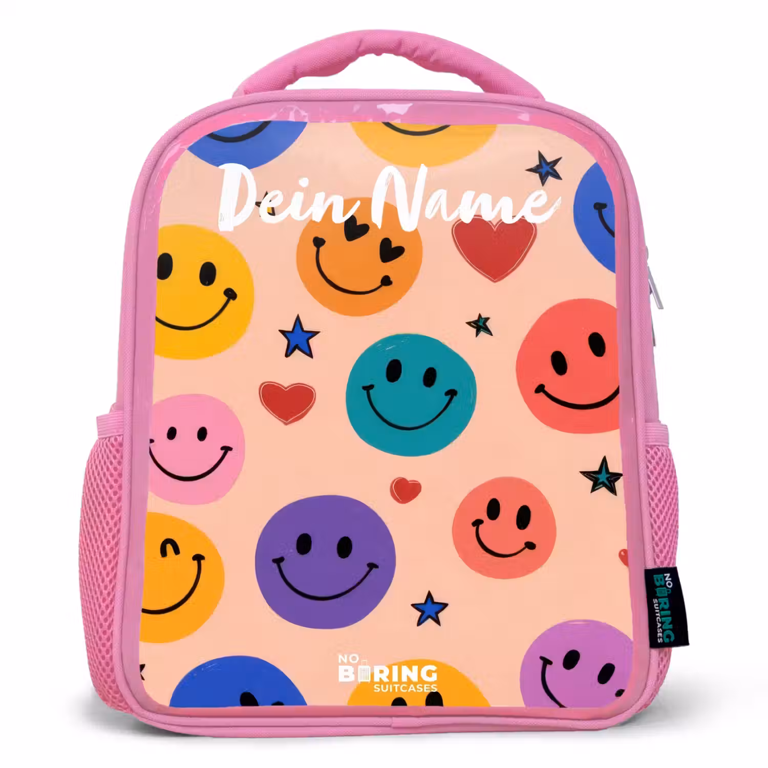 Vrolijk Smiley-patroon Kinderrugzak - Roze middel -3d