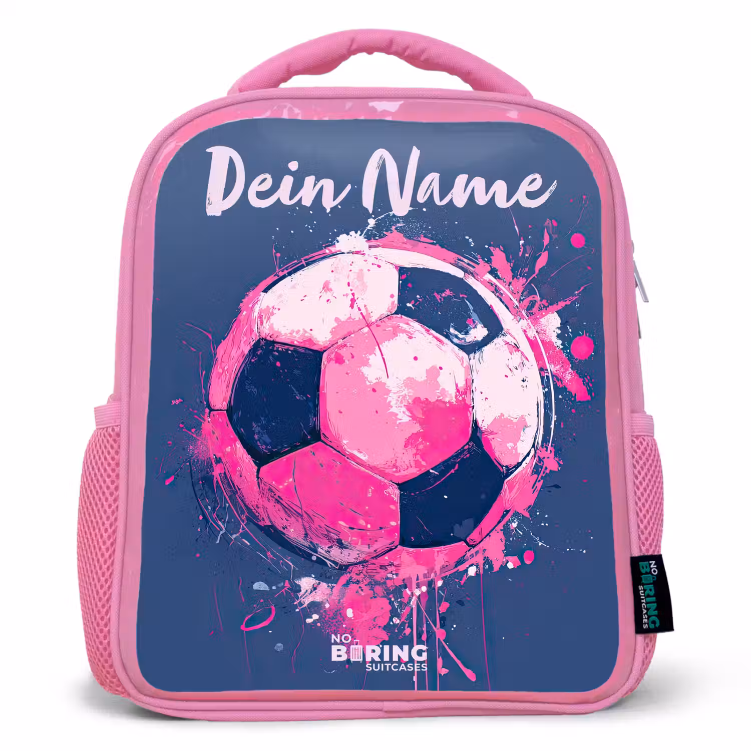 Voetbalvibes - Verf - Roze - Blauw Kinderrugzak - Roze middel -3d
