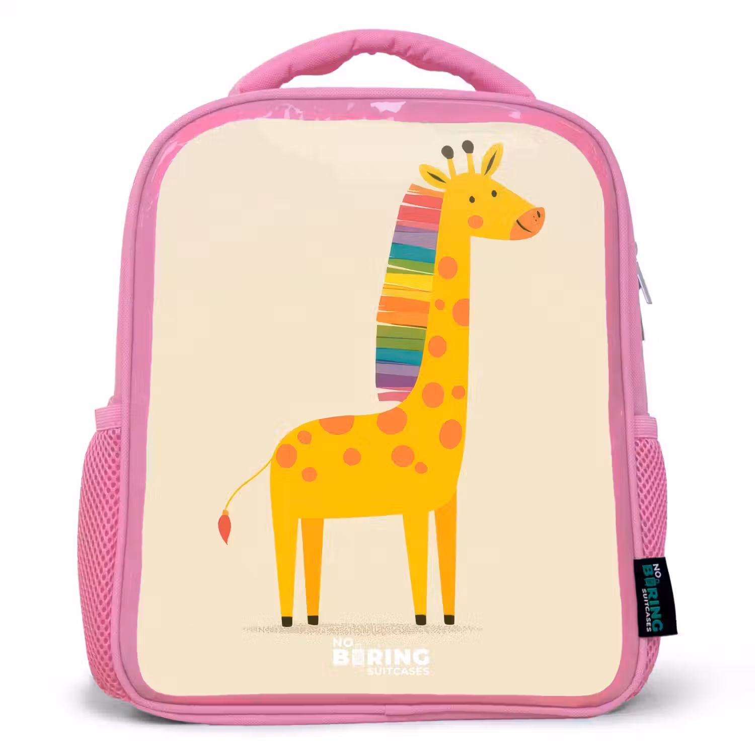 Giraffe - Dier - Kleurrijk Kinderrugzak - Roze middel -3d