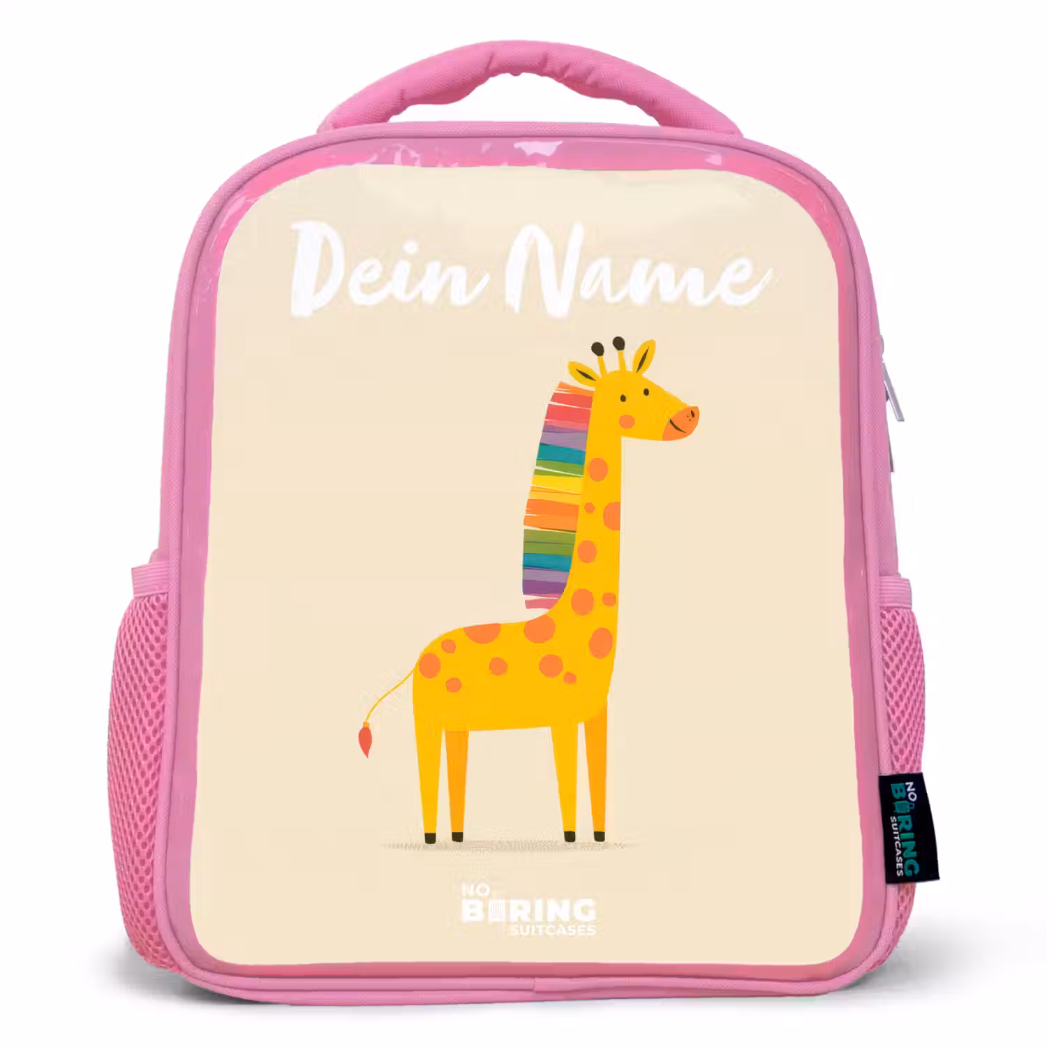 Giraffe - Dier - Kleurrijk Kinderrugzak - Roze middel -3d