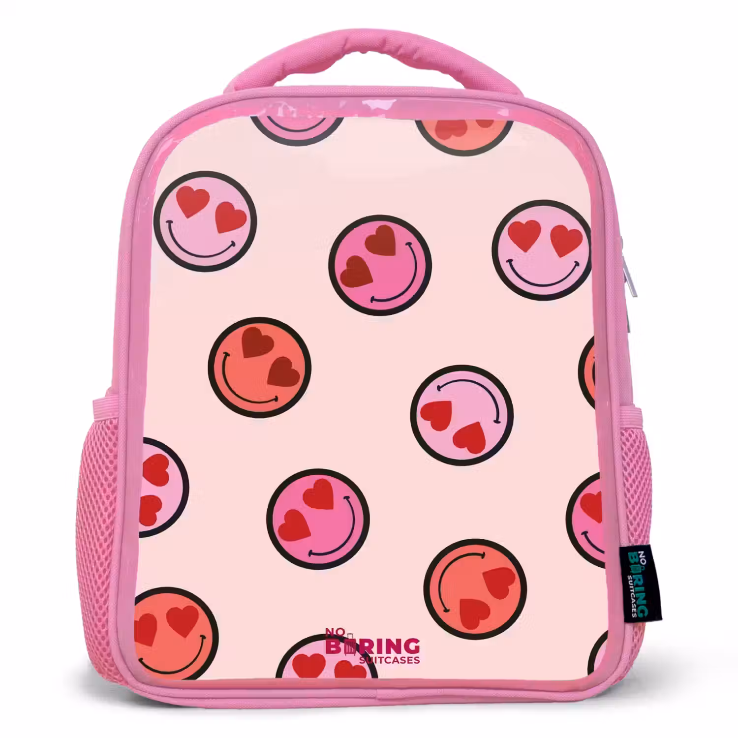 Hartje - Smiley - Patroon Kinderrugzak - Roze middel -3d