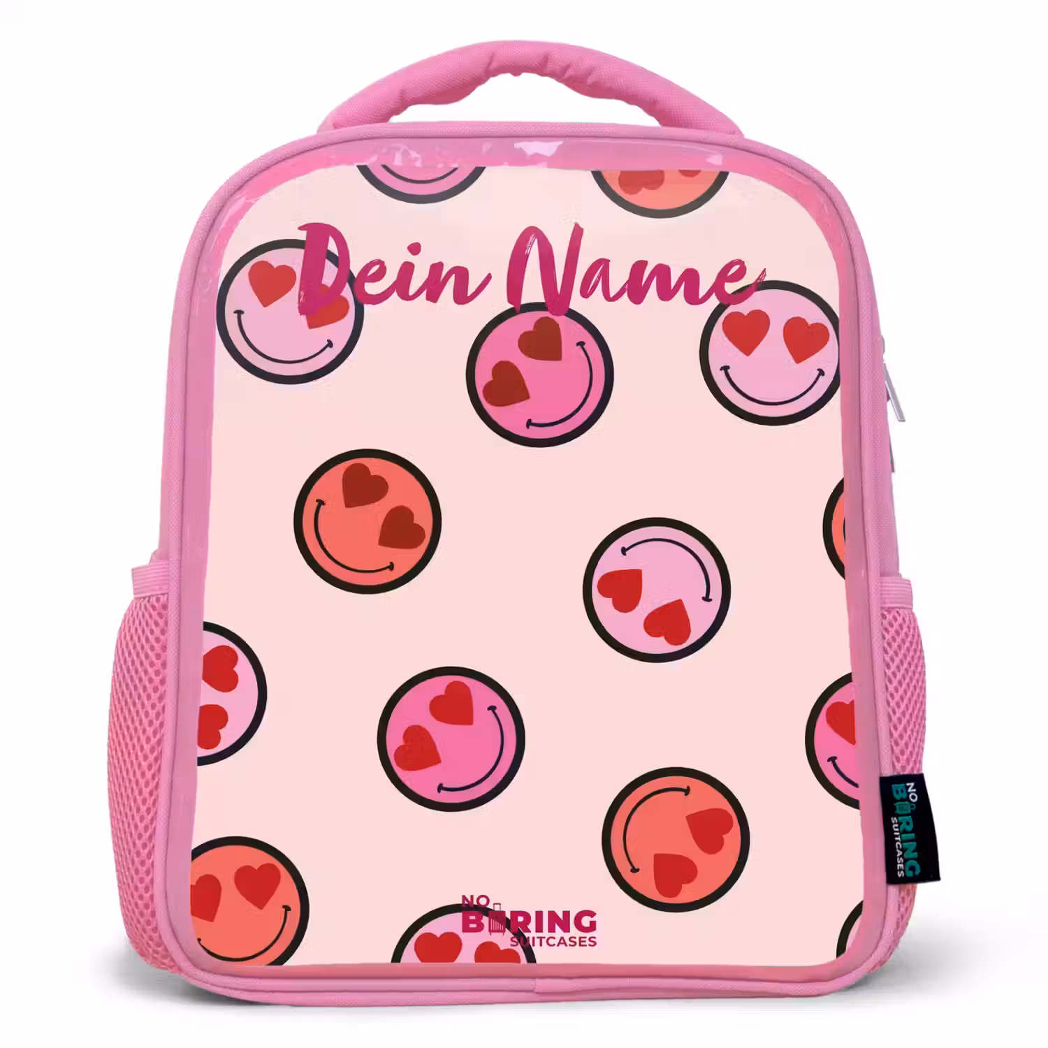 Hartje - Smiley - Patroon Kinderrugzak - Roze middel -3d