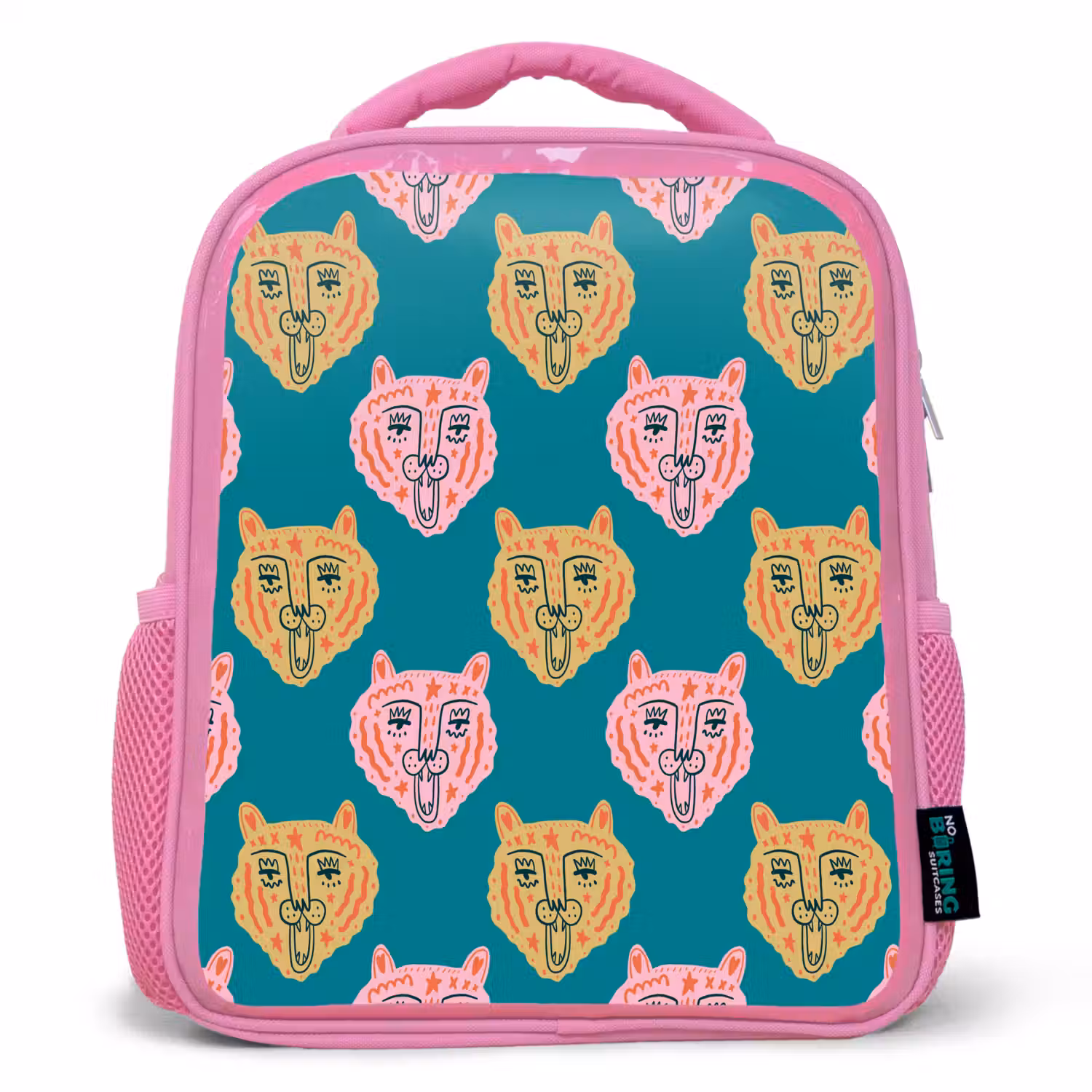 Kattengezichten - Sterren - Turquoise Kinderrugzak - Roze middel 863 -3d