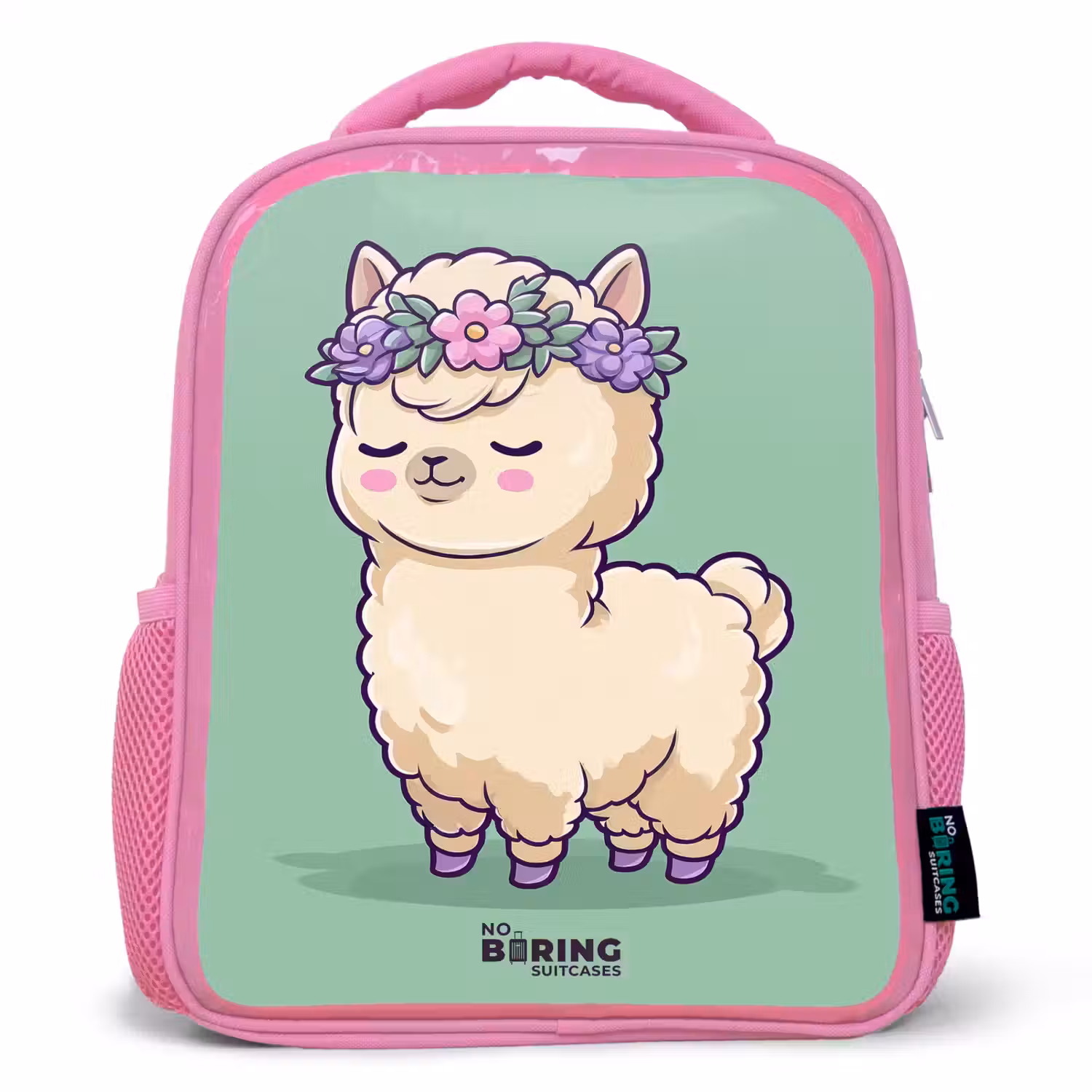 Kawai - Alpaca - Groen Kinderrugzak - Roze middel -3d