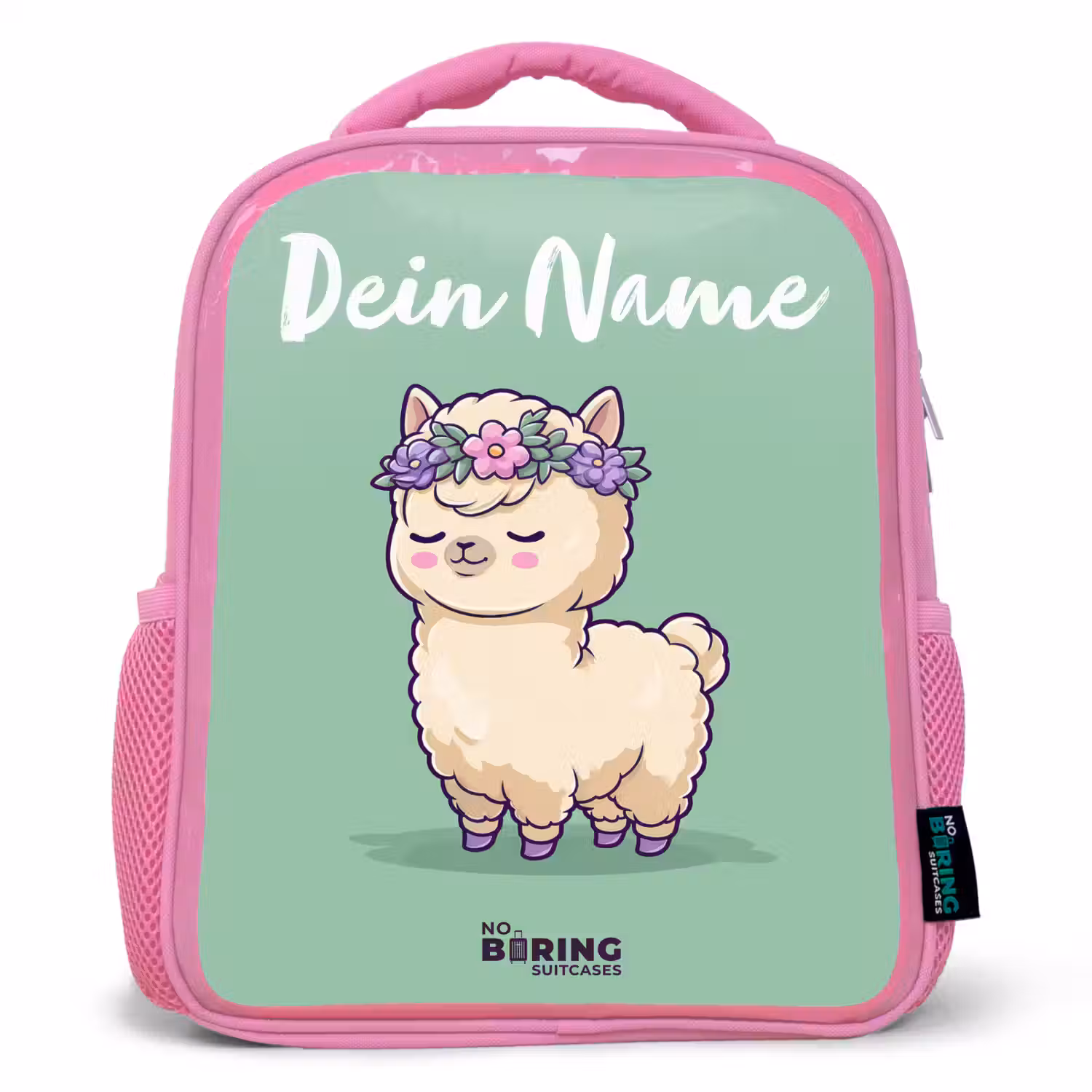 Kawai - Alpaca - Groen Kinderrugzak - Roze middel -3d