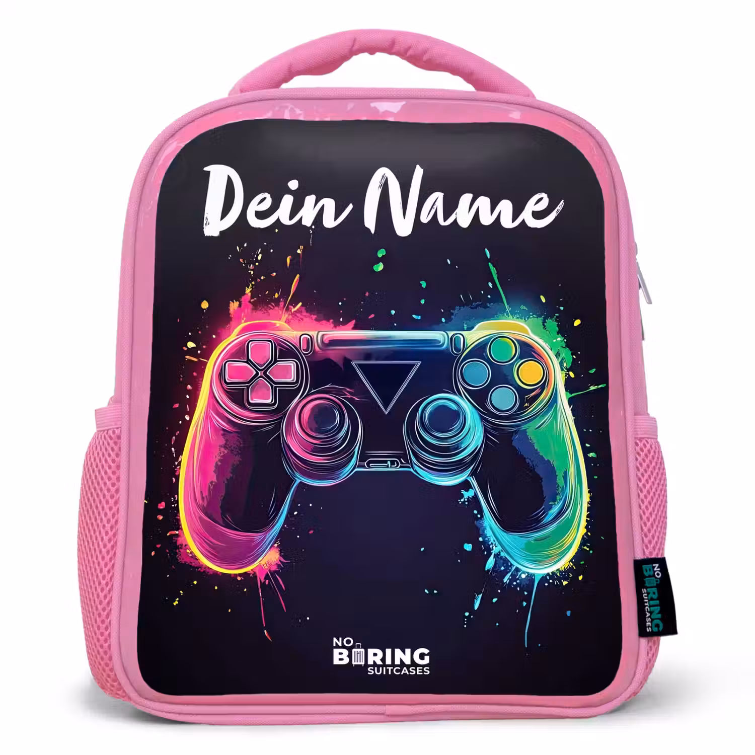 Neon - Controller - Verfspatten - Game Kinderrugzak - Roze middel -3d
