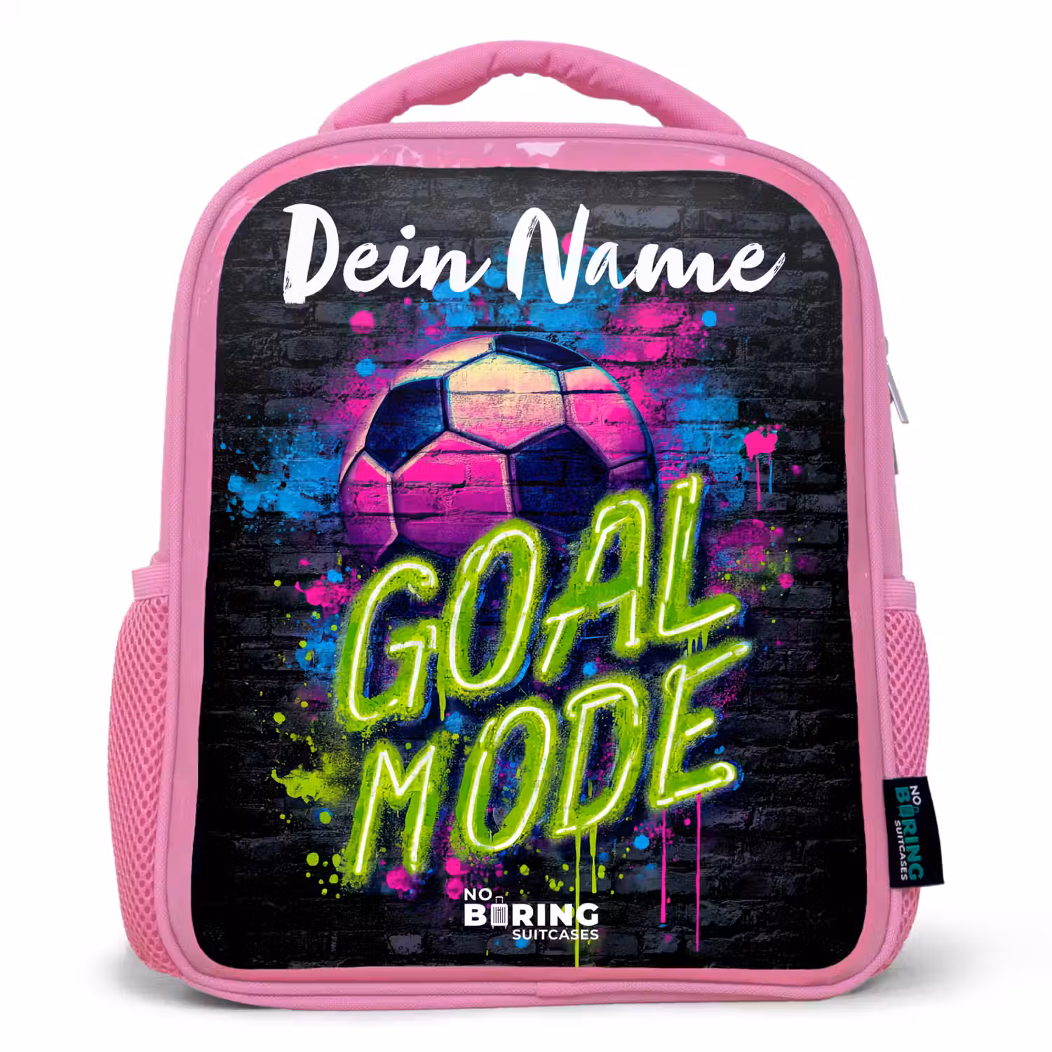 Neon - Graffiti - Voetbal - Kleurrijk Kinderrugzak - Roze middel -3d
