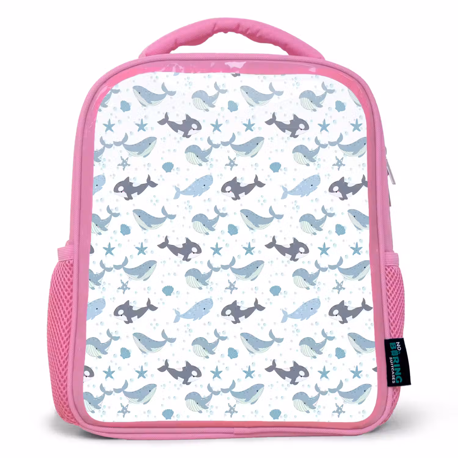 Oceaan - Walvis - Orka - Blauw Kinderrugzak - Roze middel 863 -3d