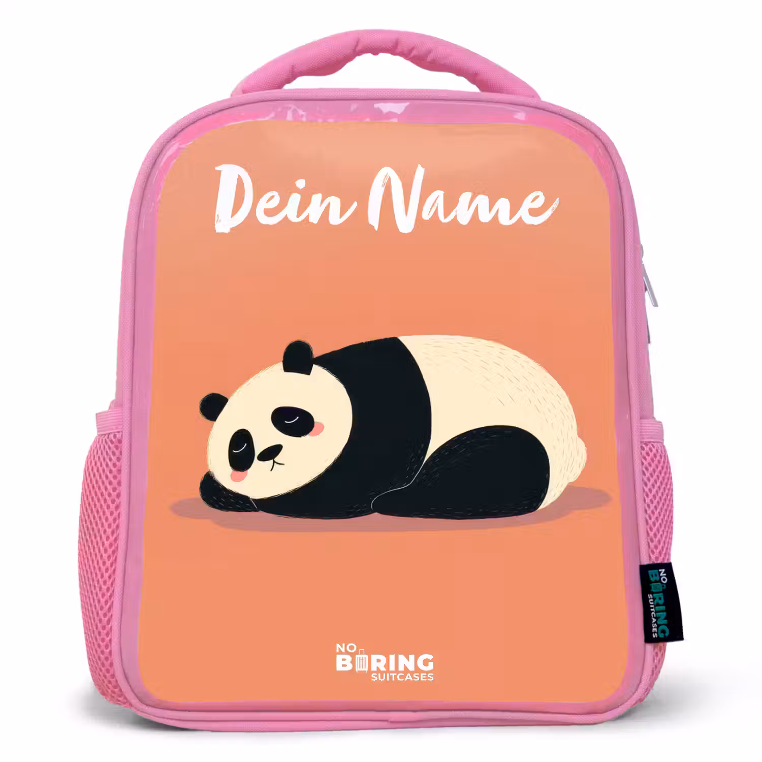 Panda - Slapen - Oranje Kinderrugzak - Roze middel -3d