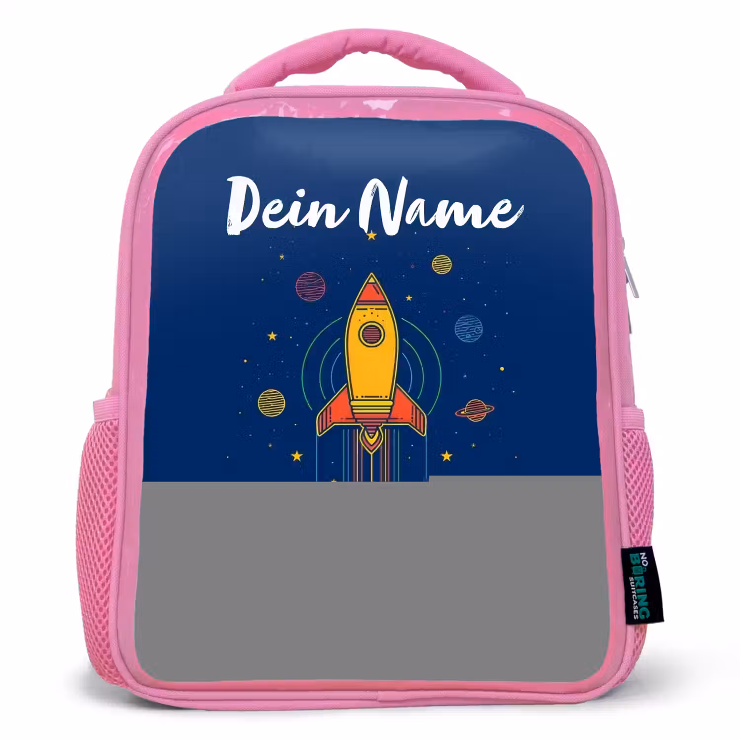 Raket - Planeten - Sterren Kinderrugzak - Roze middel -3d
