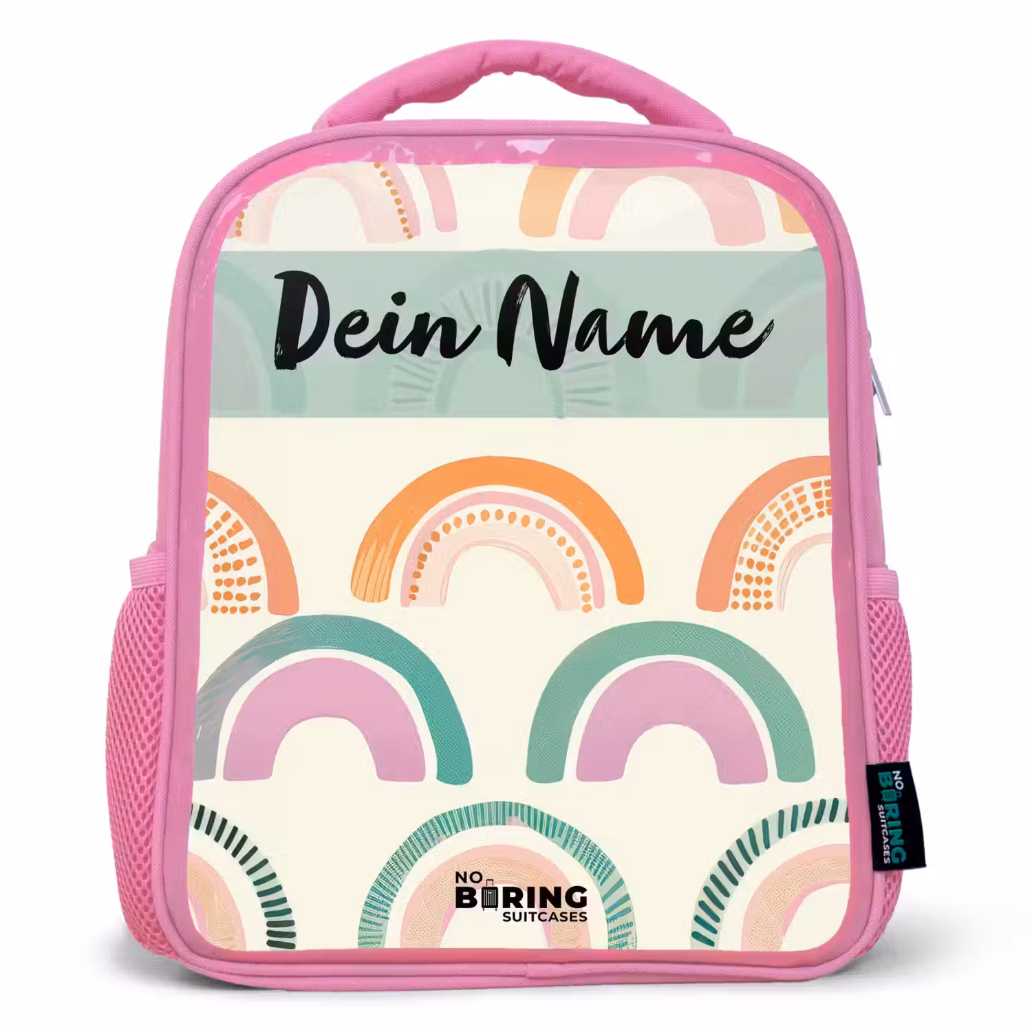 Regenboog - Pastel - Patroon Kinderrugzak - Roze middel -3d