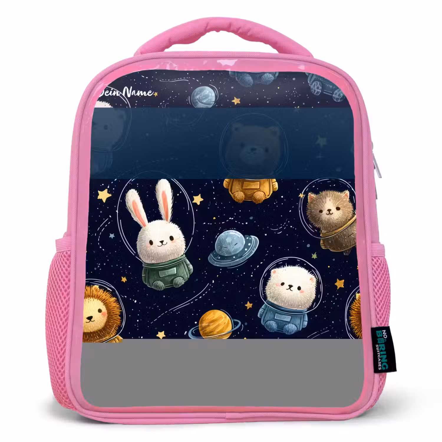 Dieren - Astronaut - Planeten - Sterren Kinderrugzak - Roze middel -3d