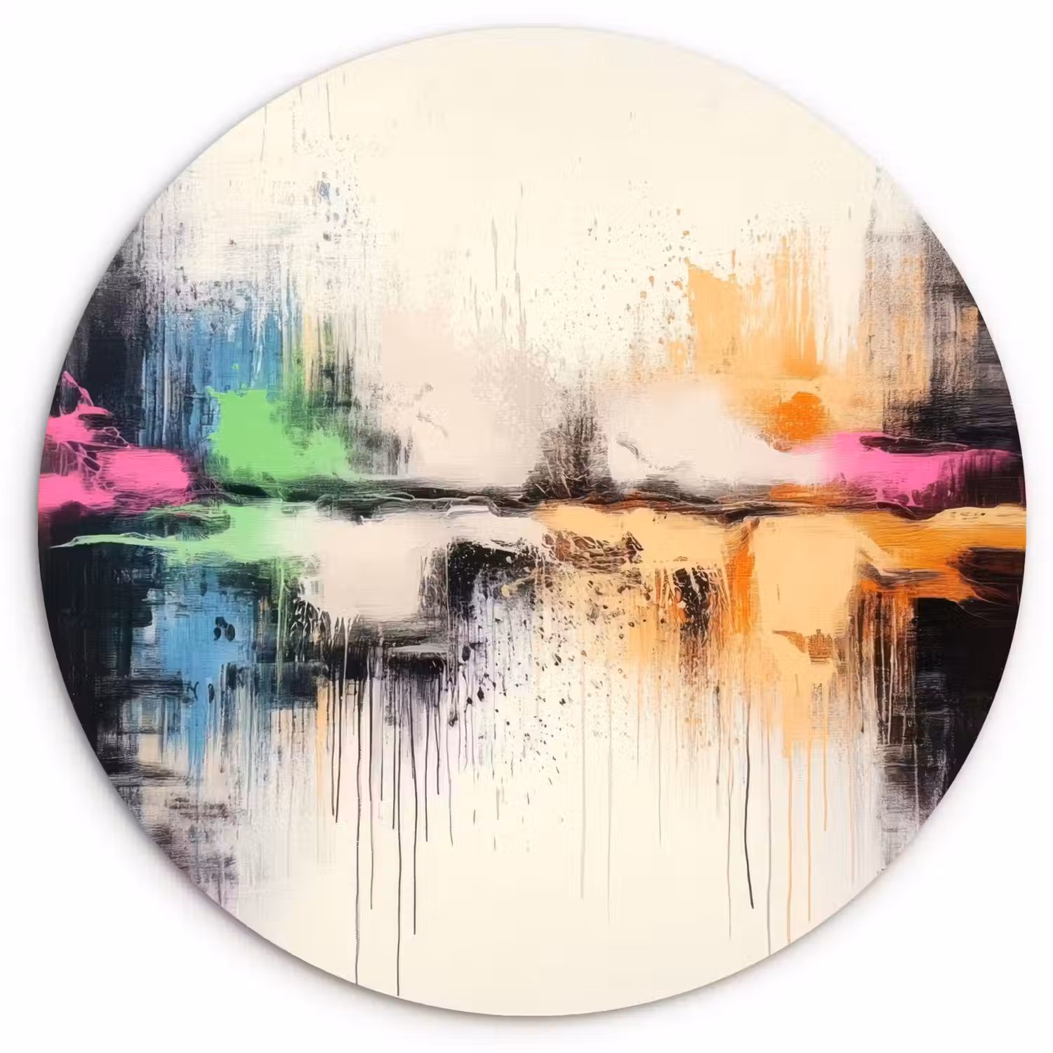 Abstract - Kleurexplosie - Landschap Wandcirkel kunststof plaat 5mm dik klein -3d