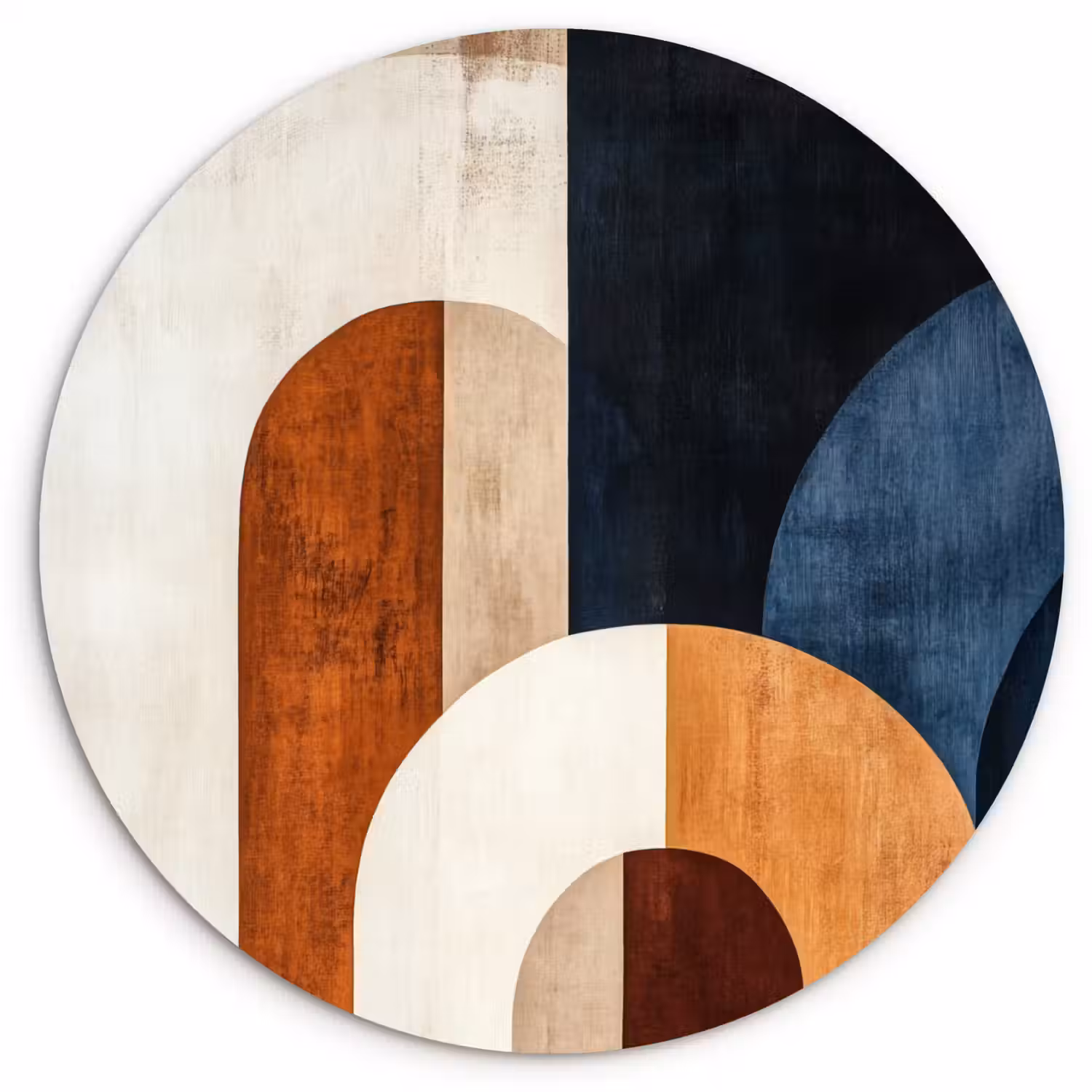 Abstract - Vormen - Donkerblauw Wandcirkel kunststof plaat 5mm dik klein -3d