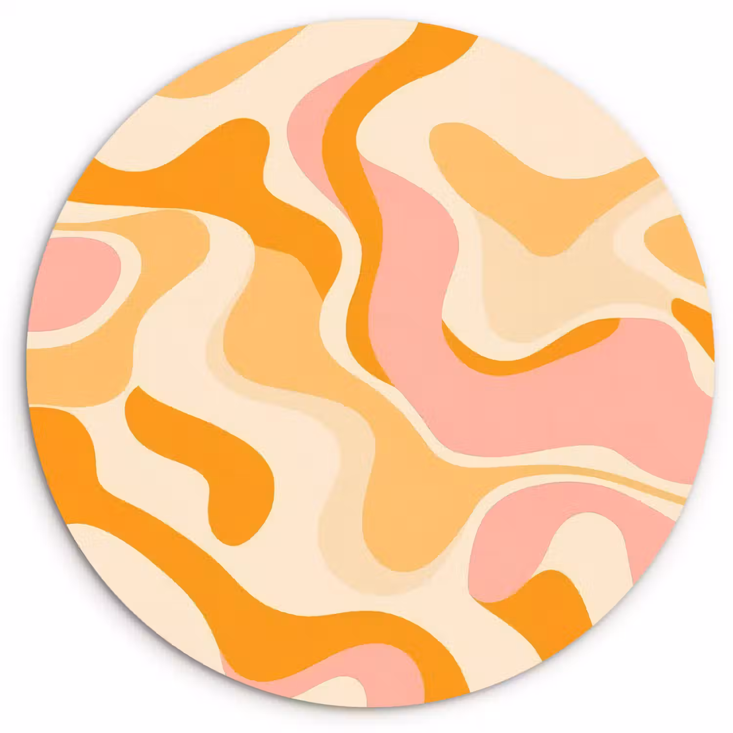 Abstract - Golvend - Oranje Wandcirkel kunststof plaat 5mm dik klein -3d