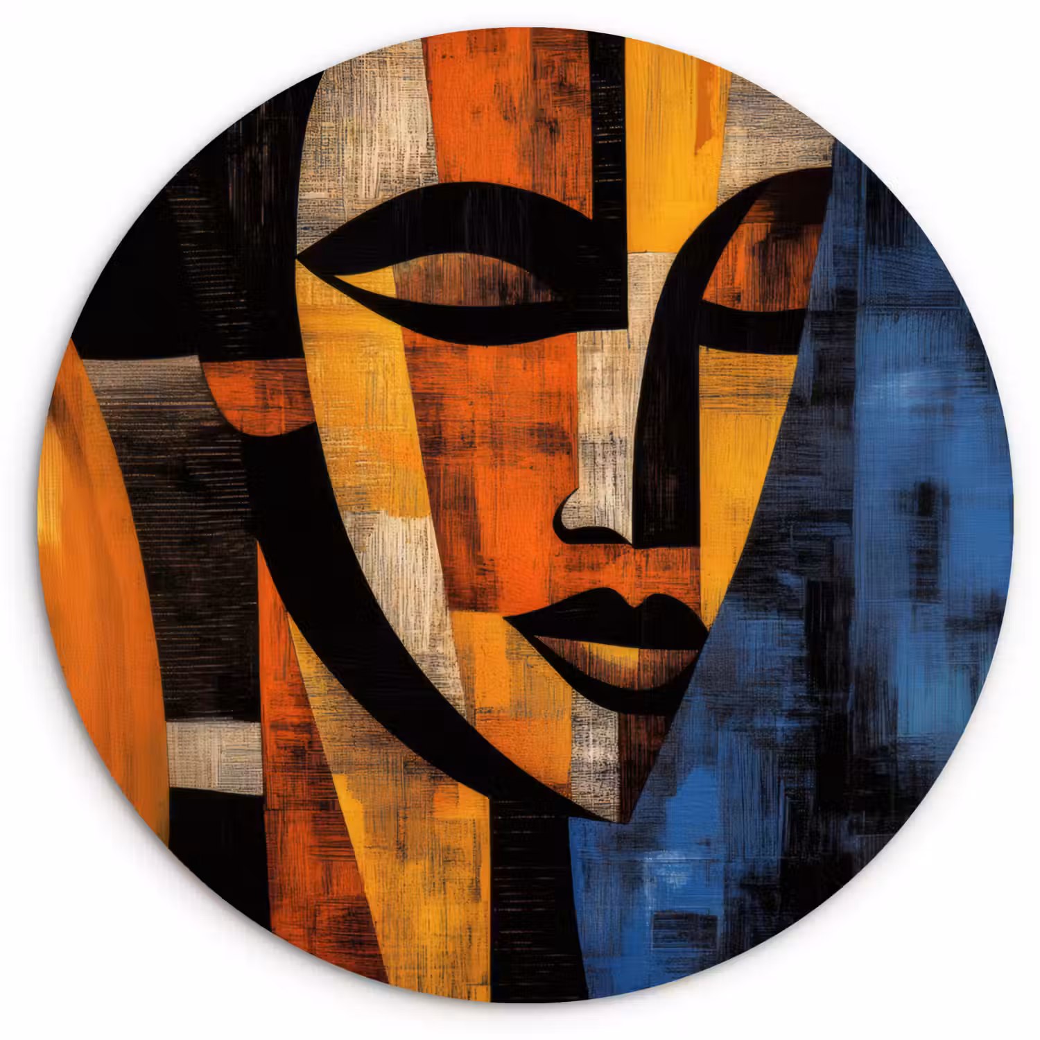 Abstract - Portret - Kleurvakken Wandcirkel kunststof plaat 5mm dik klein -3d