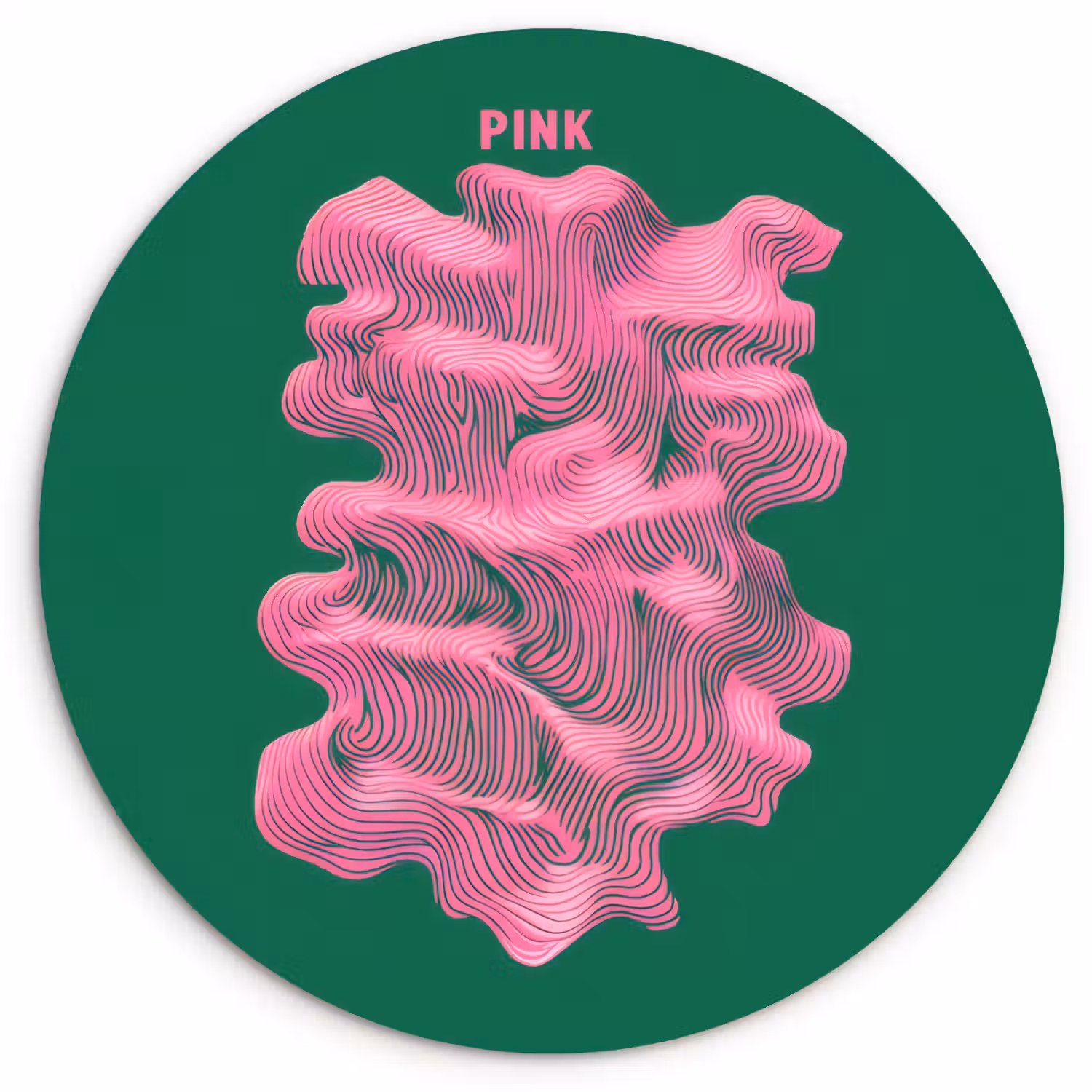 Abstract - Pink - Lijnen - Groen Wandcirkel kunststof plaat 5mm dik klein -3d