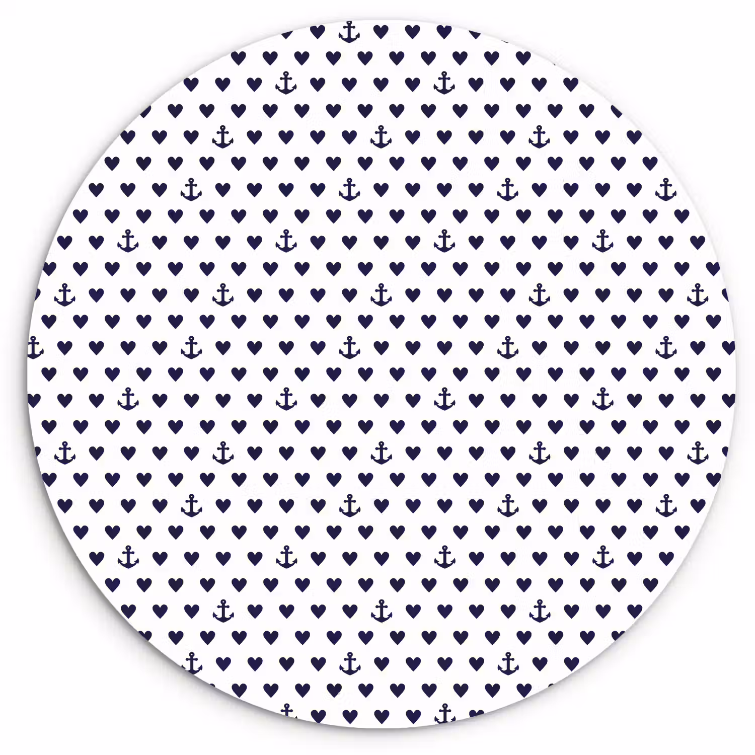 Anker - Hart - Blauw - Wit Wandcirkel kunststof plaat 5mm dik klein 188 -3d