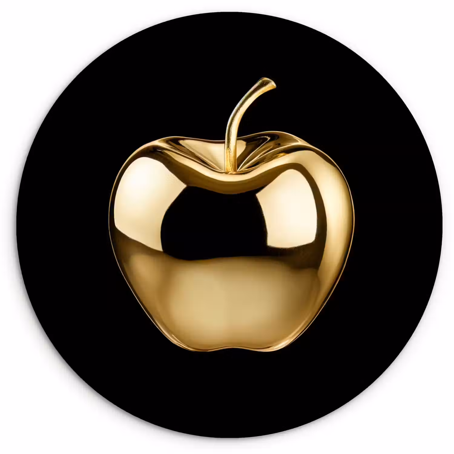 Appel - Goud - Chrome - Zwart Wandcirkel kunststof plaat 5mm dik klein -3d