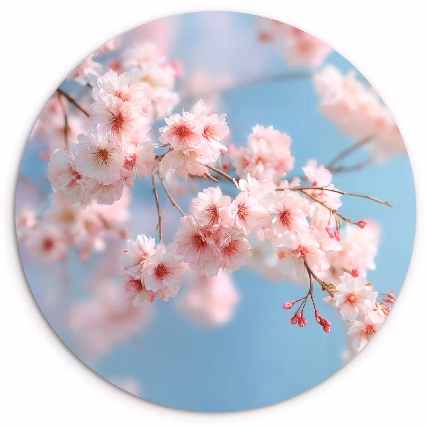 Takken - Bloesems - Roze Wandcirkel kunststof plaat 5mm dik klein -3d