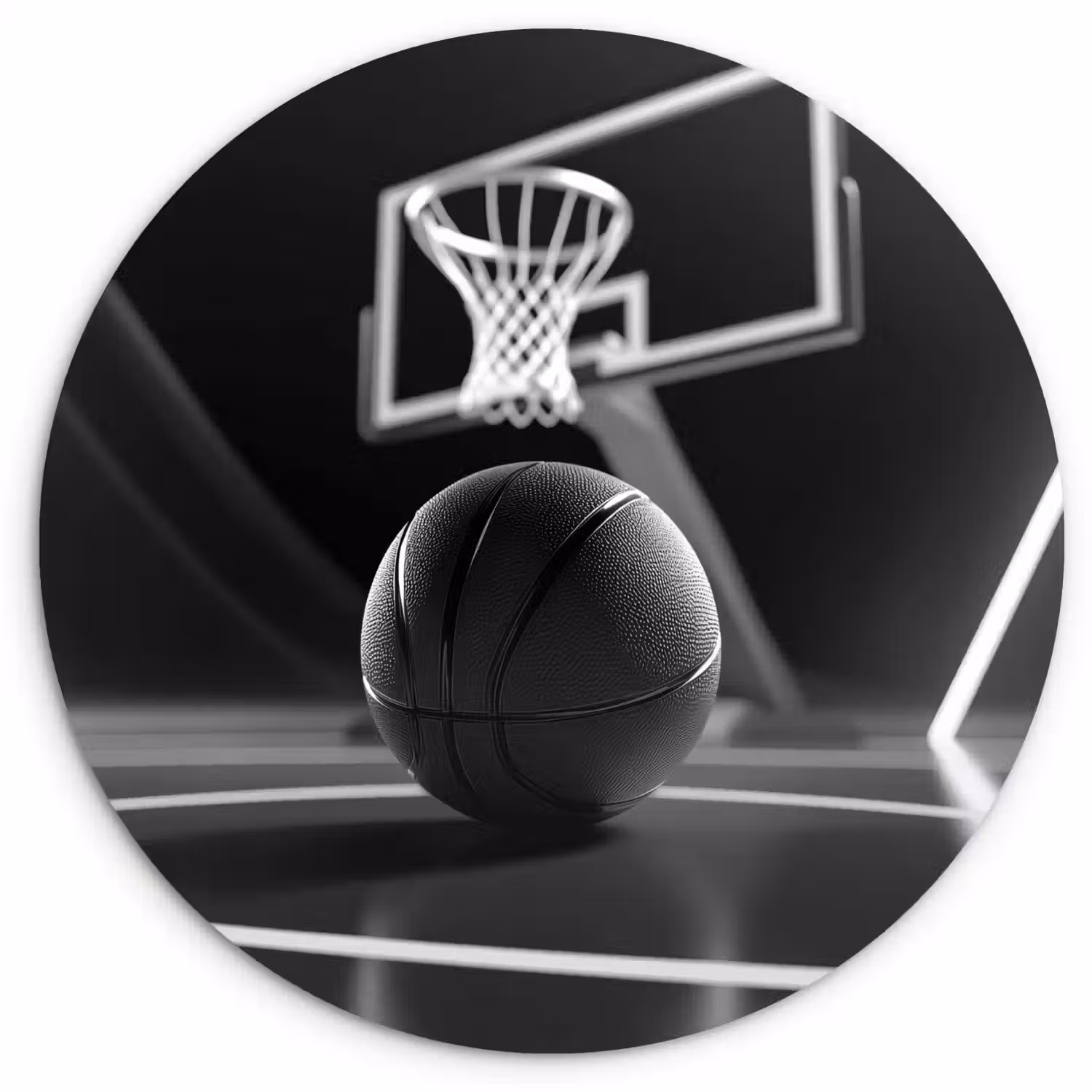 Basketbal - Basketbalveld - Lichtlijnen Wandcirkel kunststof plaat 5mm dik klein -3d