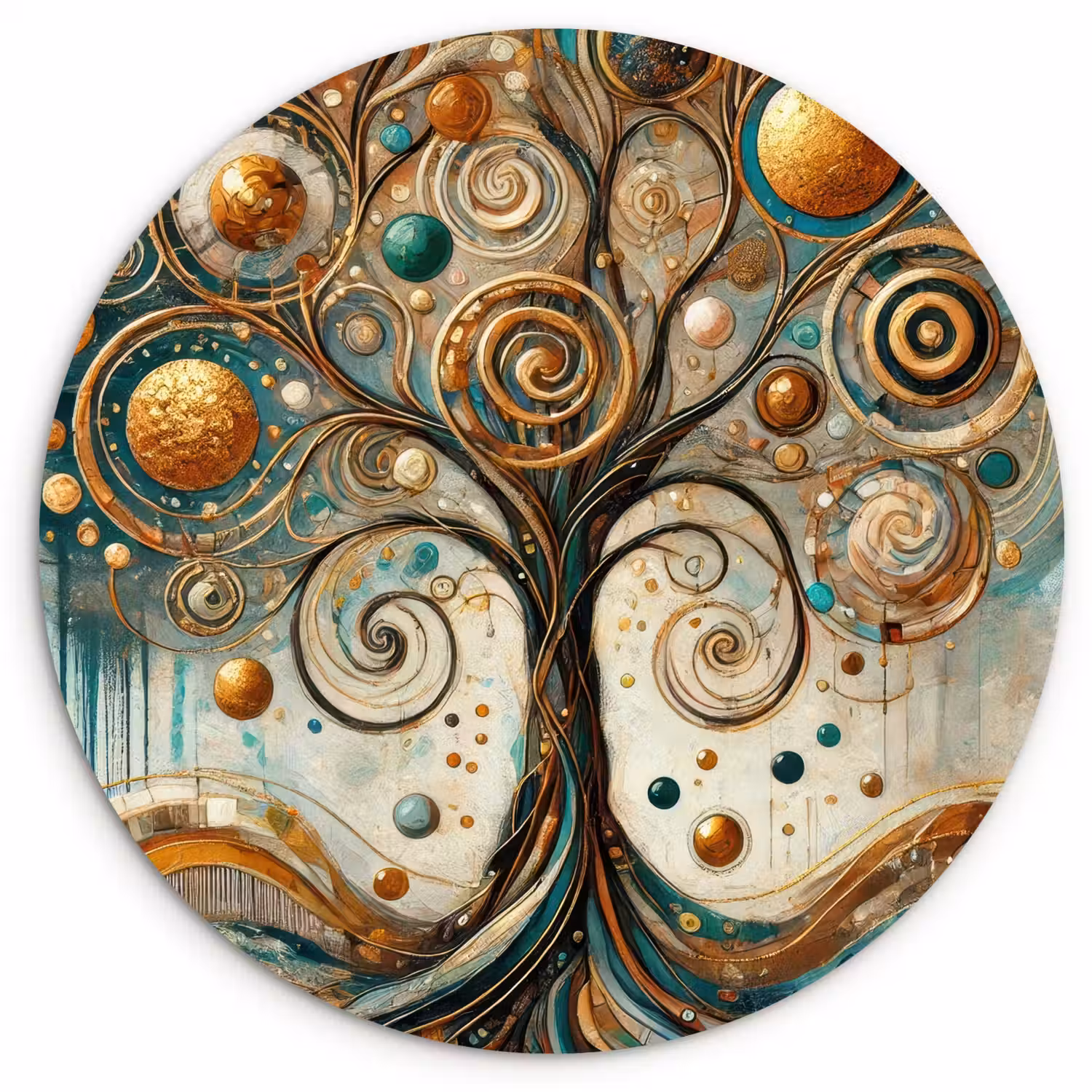 Levensboom - Boom - Abstract - Modern Wandcirkel kunststof plaat 5mm dik klein -3d