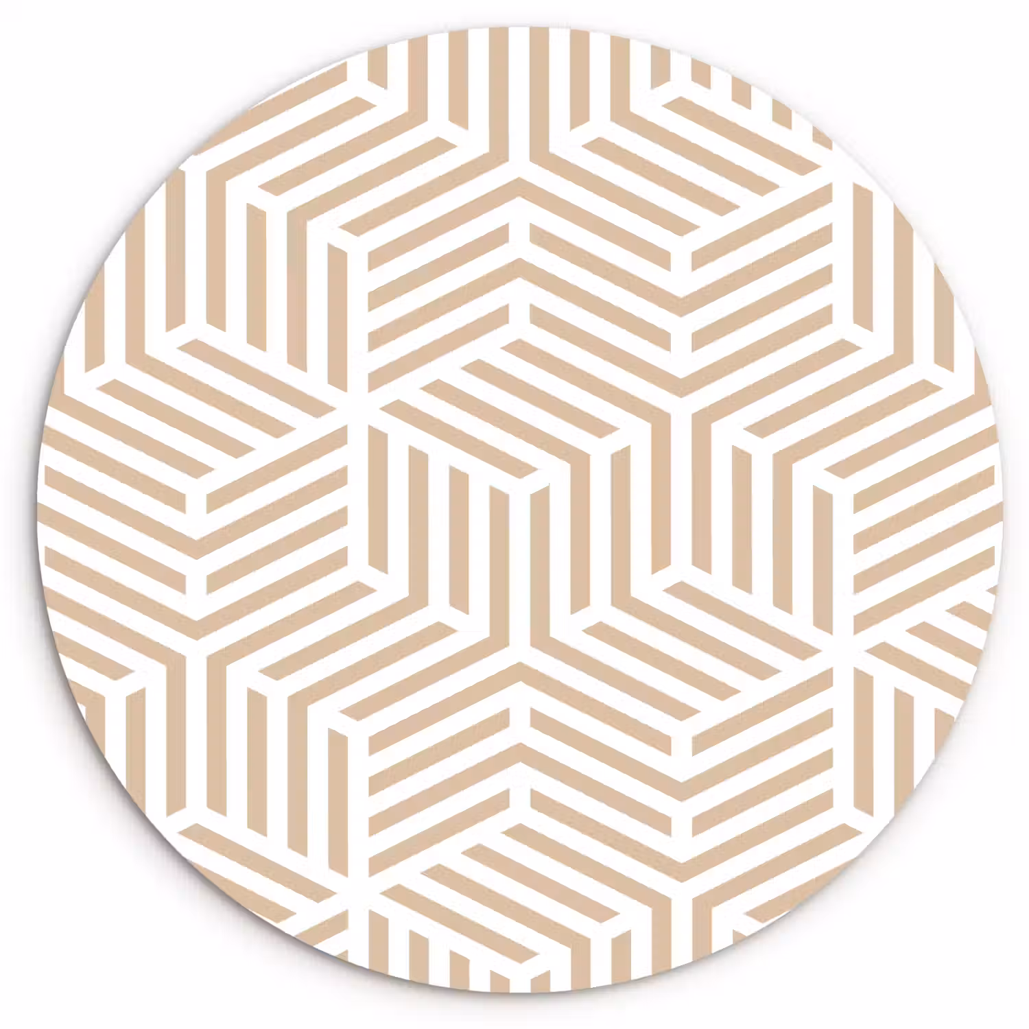 Beige - Geometrie - Patronen - Abstract Wandcirkel kunststof plaat 5mm dik klein 188 -3d