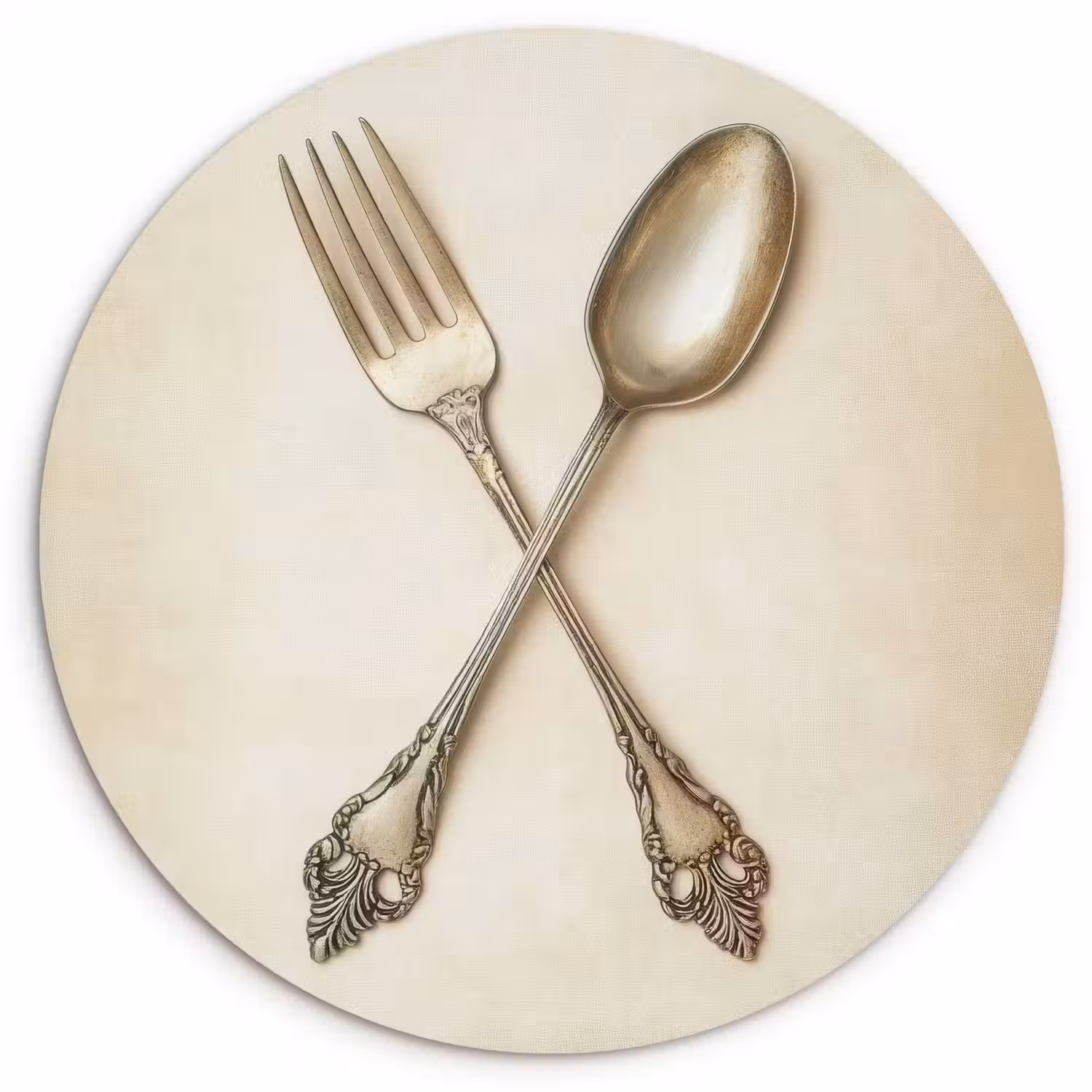 Beige - Vintage - Bestek Wandcirkel kunststof plaat 5mm dik klein -3d