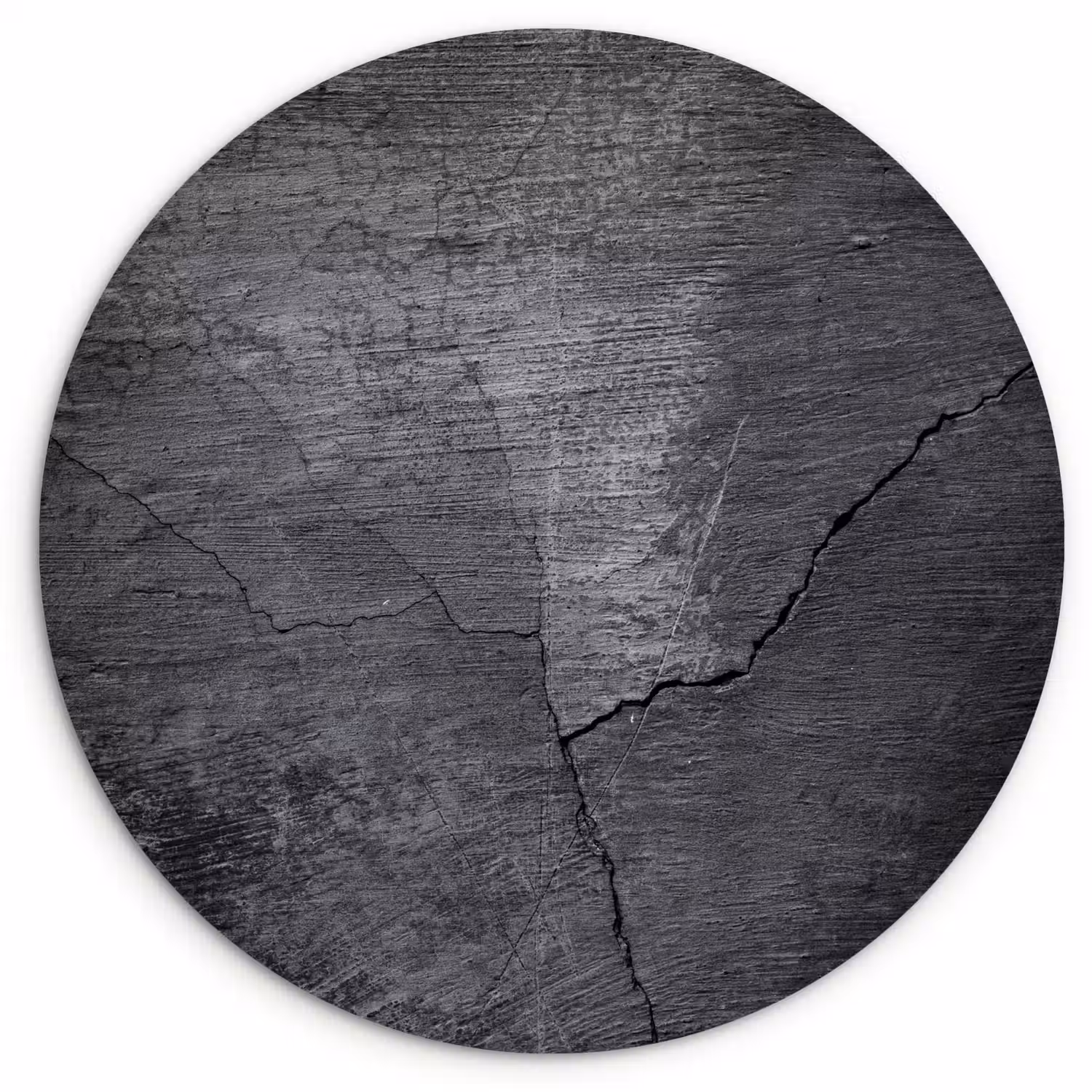 Beton - Zwart - Scheur Wandcirkel kunststof plaat 5mm dik klein -3d