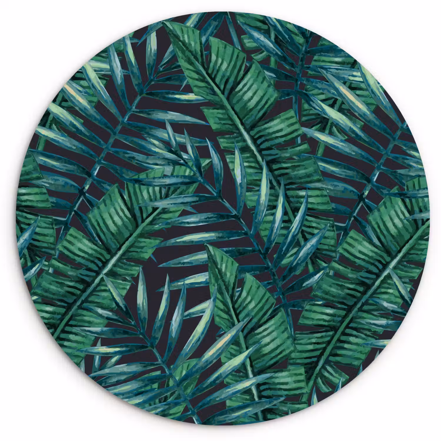 Bladeren - Inductie beschermer - Jungle - Tropical Wandcirkel kunststof plaat 5mm dik klein -3d